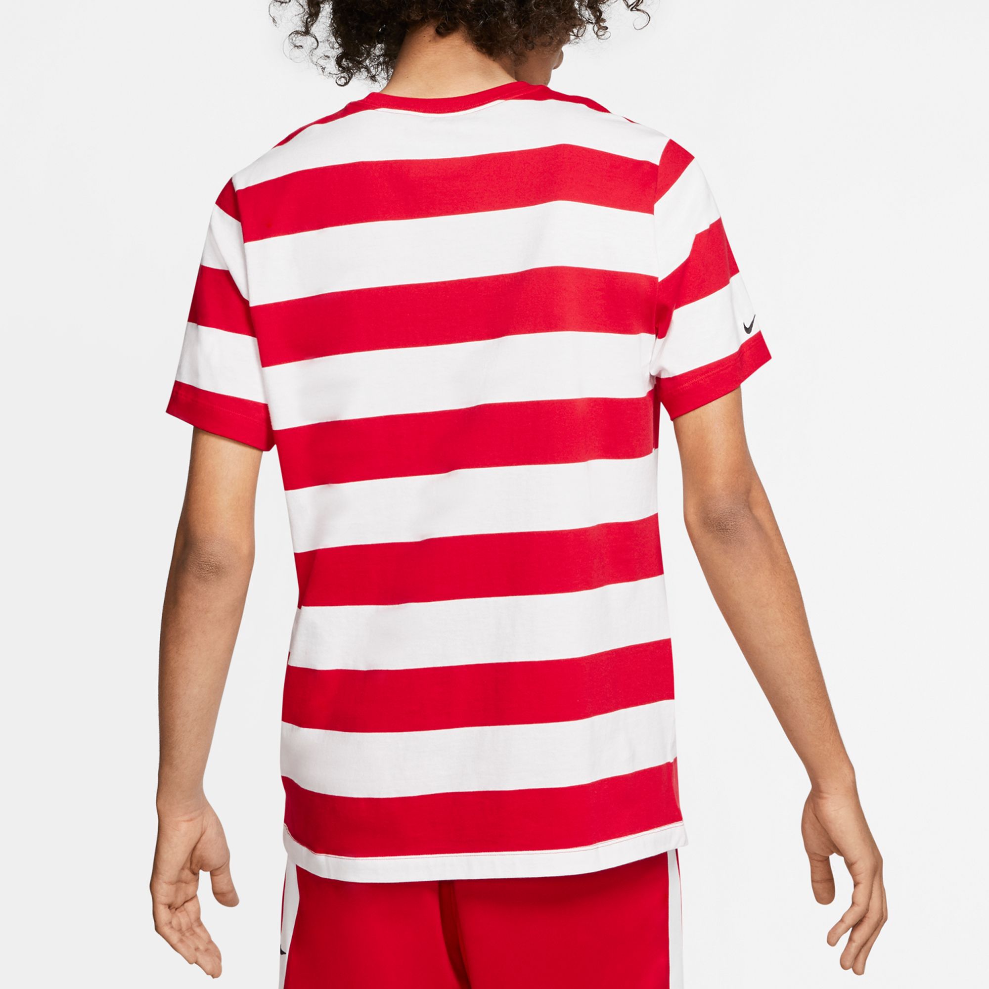 nike red and white striped shirt