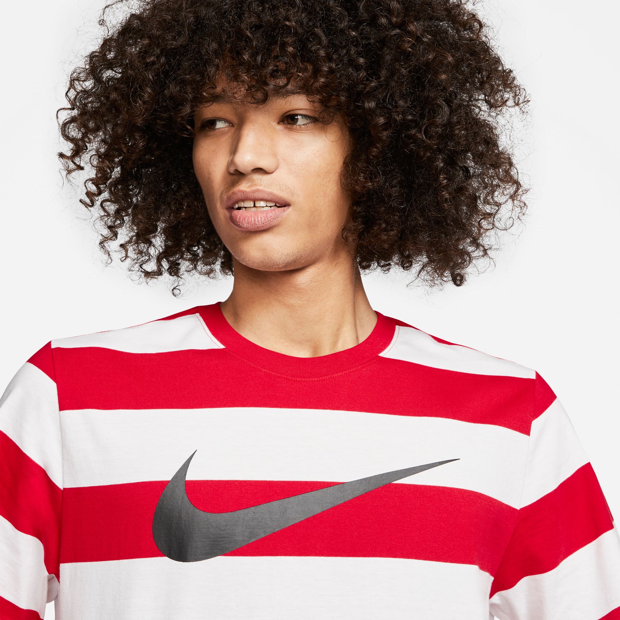 red and white striped nike shirt