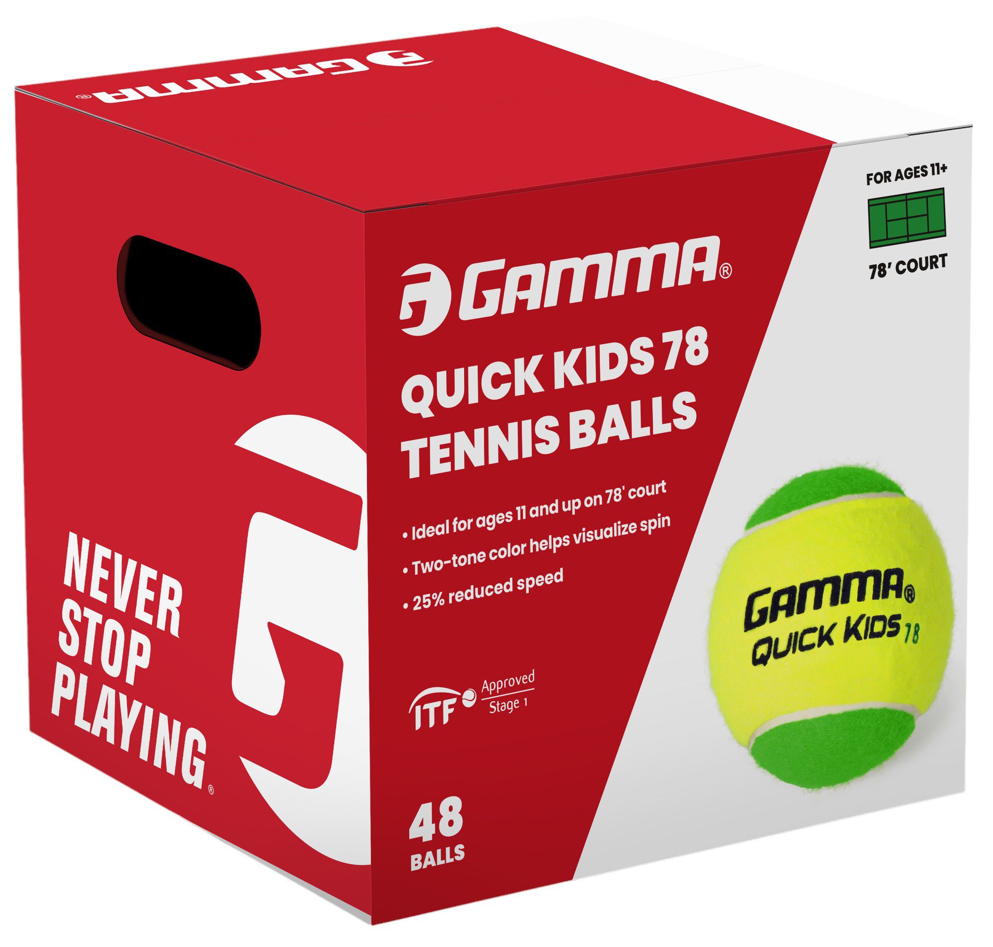 Gamma Quick Kids 78 Tennis Ball - 48 Box product image
