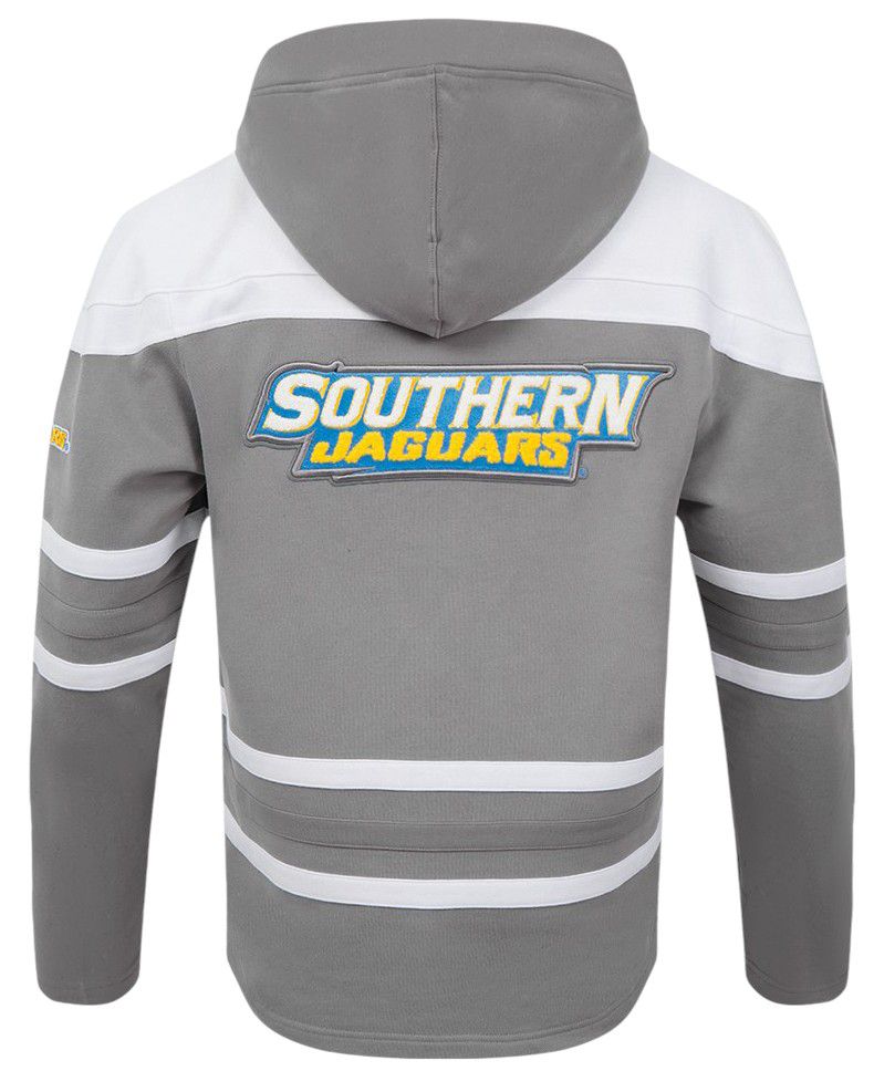 Pro Standard Men's Southern University Jaguars Grey Colorblock Pullover Hoodie product image