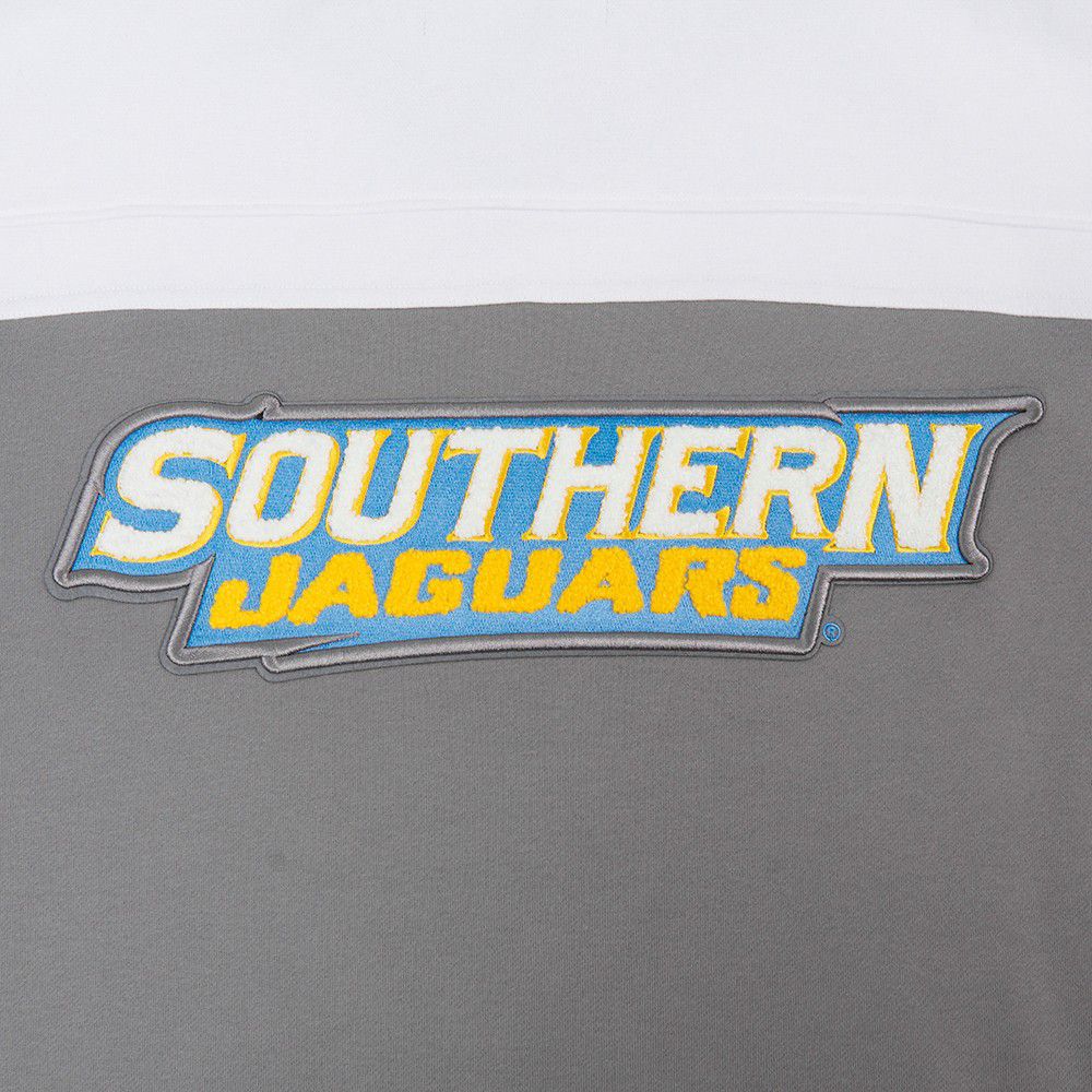 Pro Standard Men's Southern University Jaguars Grey Colorblock Pullover Hoodie product image