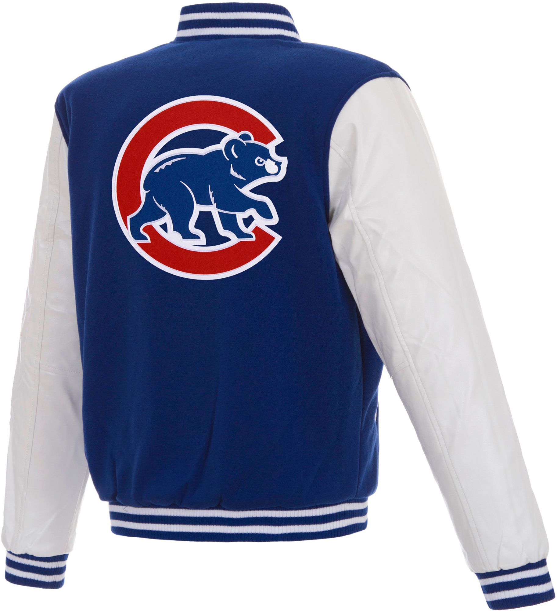 JH Design Men's Chicago Cubs Reversible Royal Varsity Jacket product image