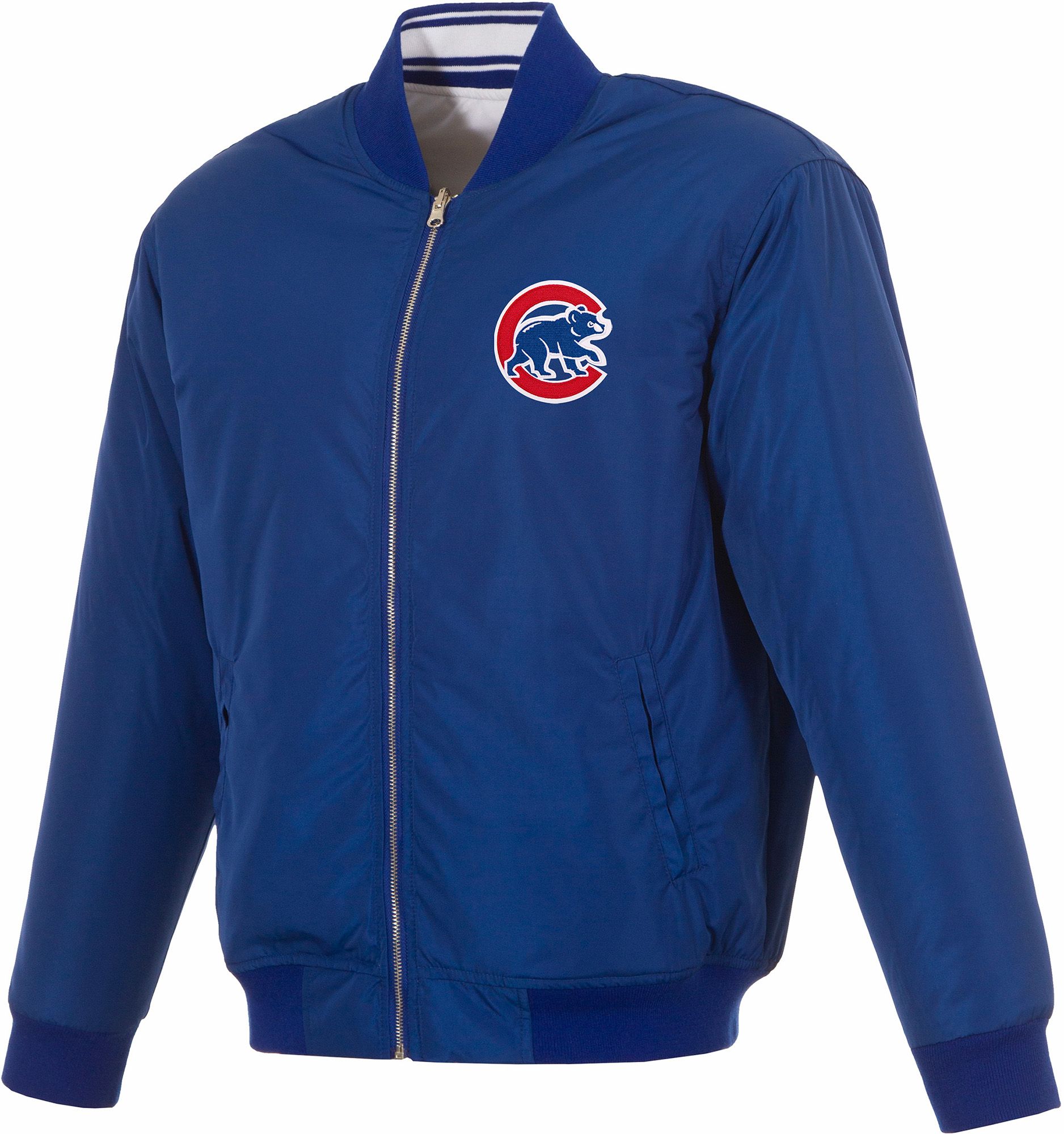 JH Design Men's Chicago Cubs Full-Zip Reversible Flight Royal Nylon Jacket product image