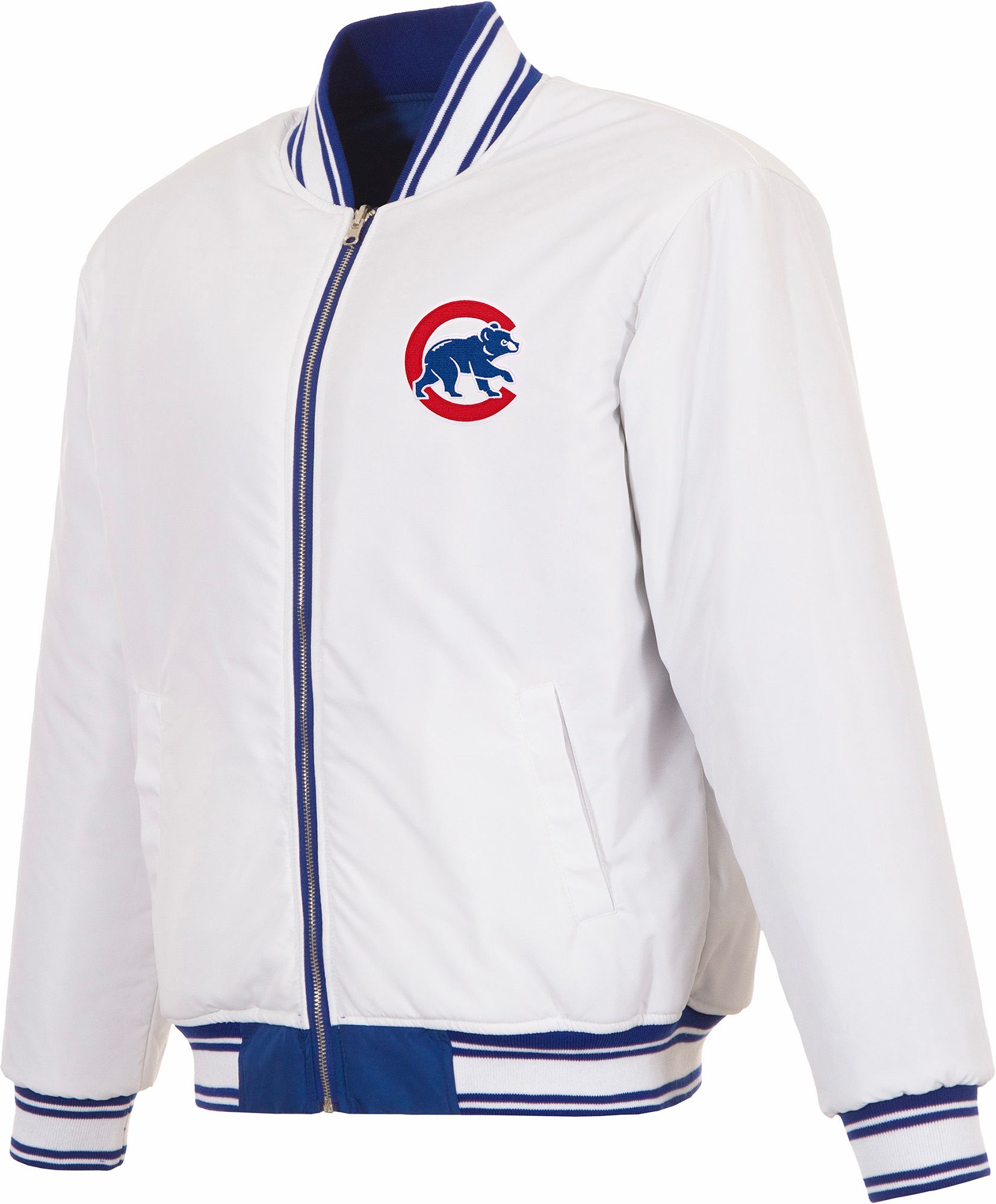 JH Design Men's Chicago Cubs Full-Zip Reversible Flight Royal Nylon Jacket product image