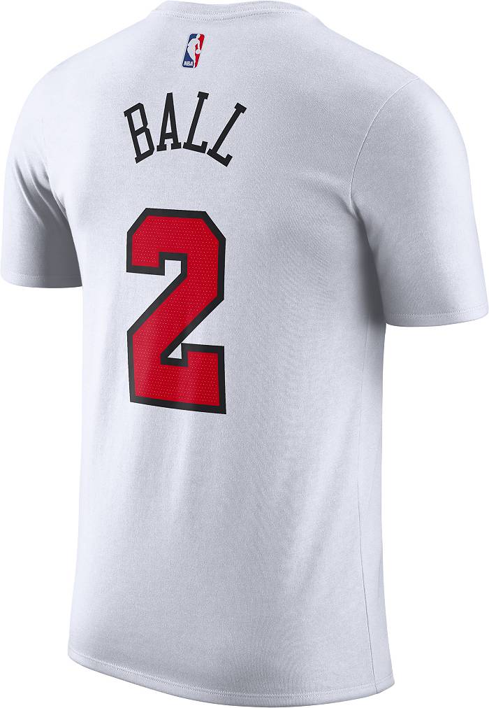 Jordan Men's Chicago Bulls Lonzo Ball #2 Black Player T-Shirt, Large