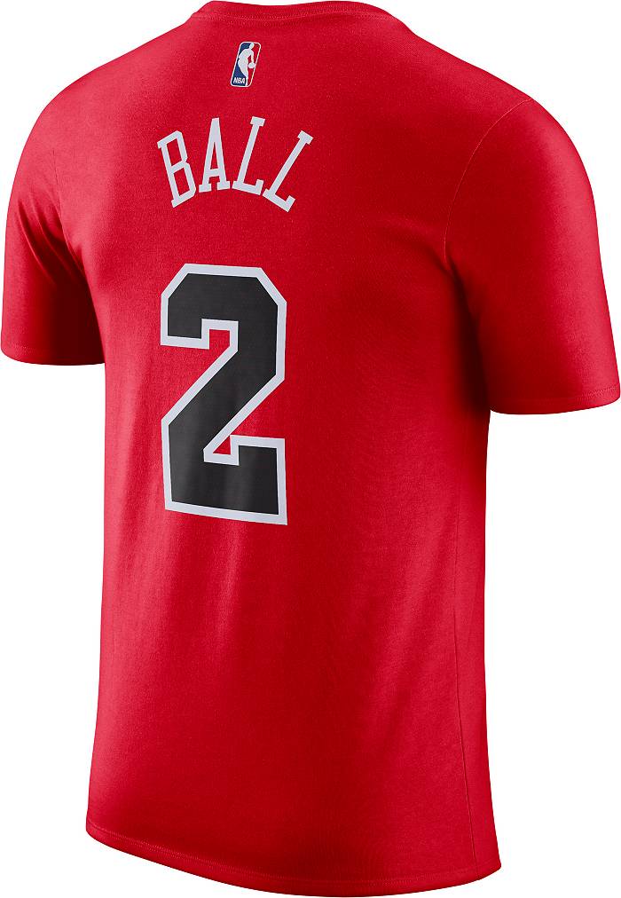 Jordan Men's Chicago Bulls Lonzo Ball #2 Black Player T-Shirt, XXL