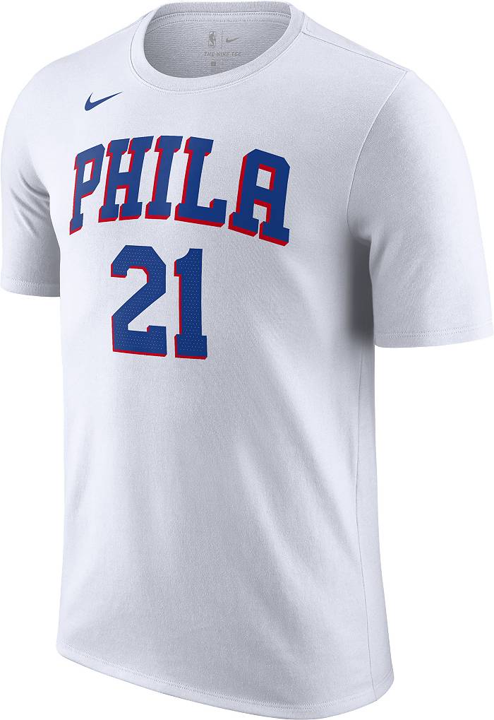 Men's adidas Joel Embiid Red Philadelphia 76ers Net Number T-Shirt