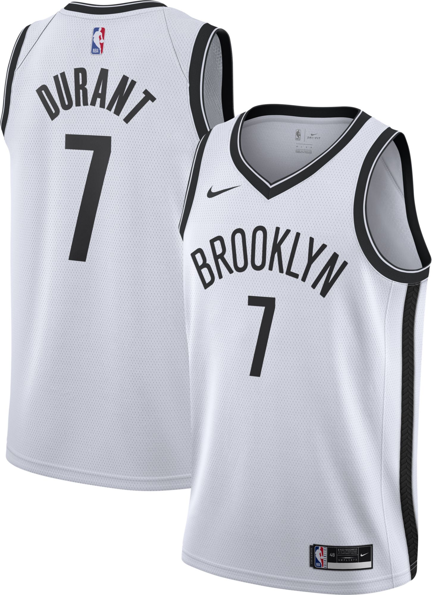 Nike Men's Brooklyn Nets Kevin Durant #7 White Dri-FIT Swingman Jersey product image