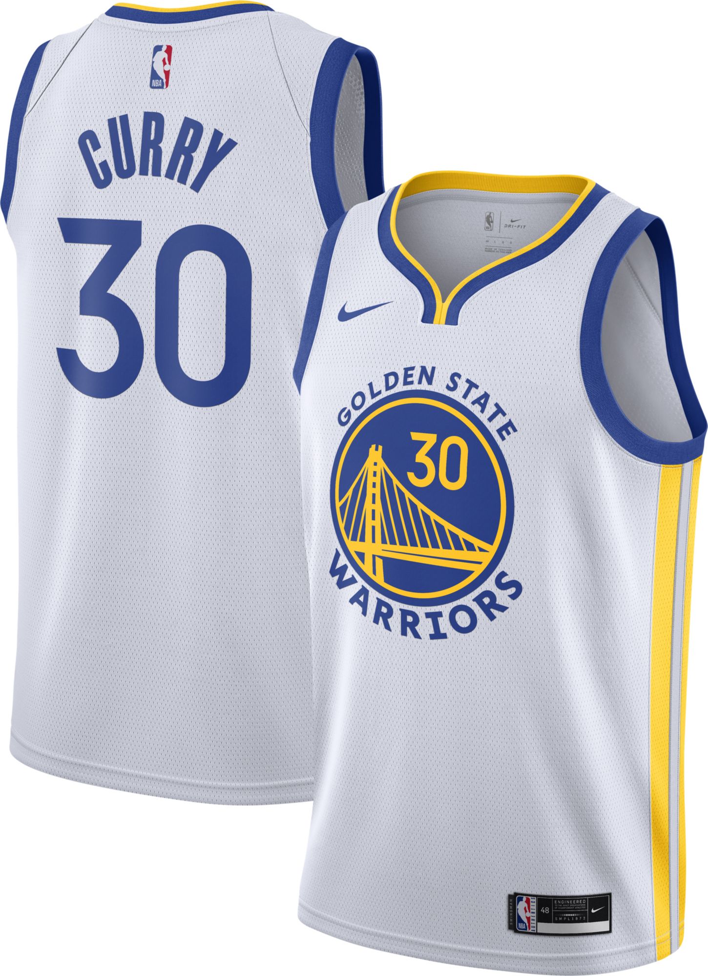 Nike Men's Golden State Warriors Stephen Curry #30 White Dri-FIT Swingman Jersey product image