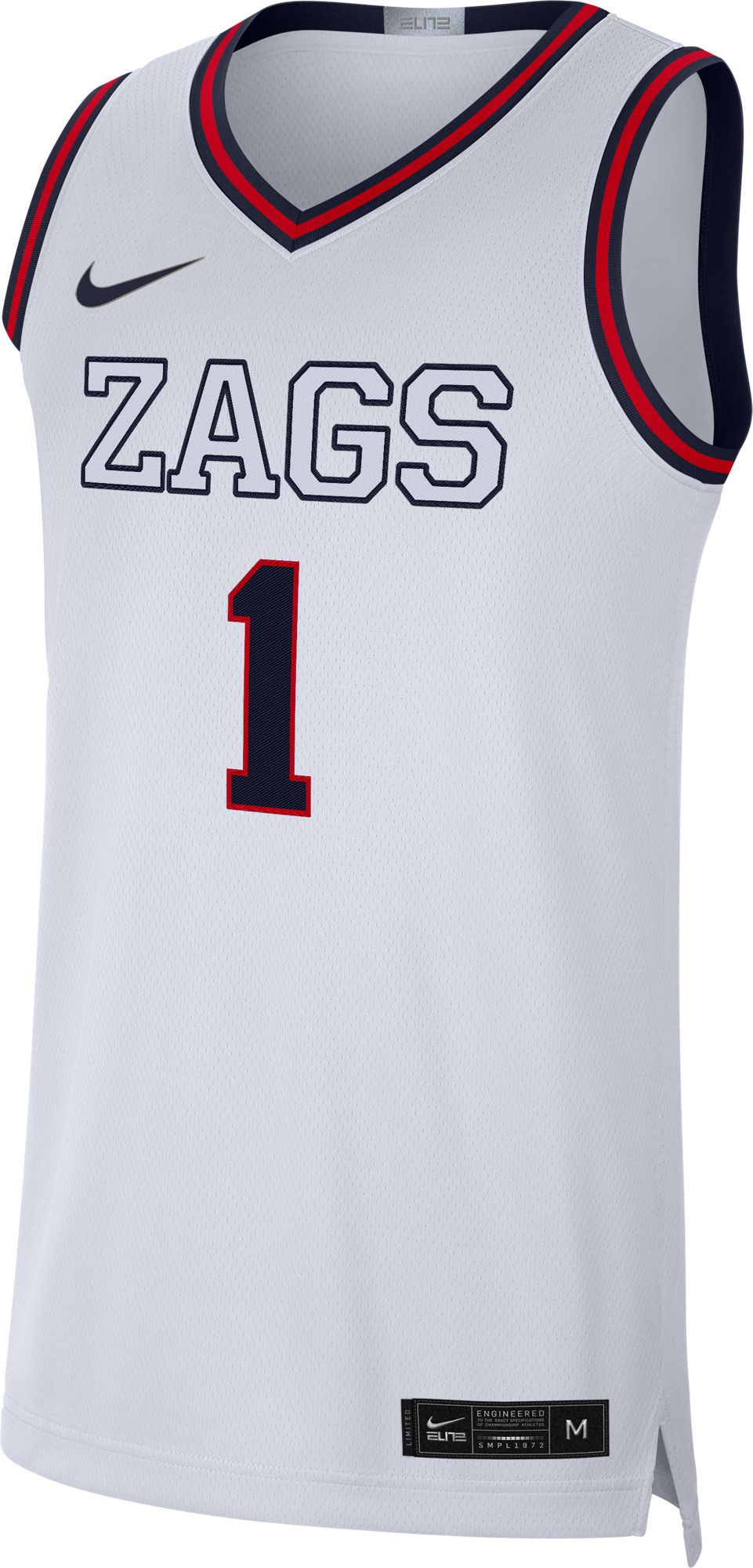 Nike Men's Gonzaga Bulldogs #1 Classic Limited Basketball White Jersey product image