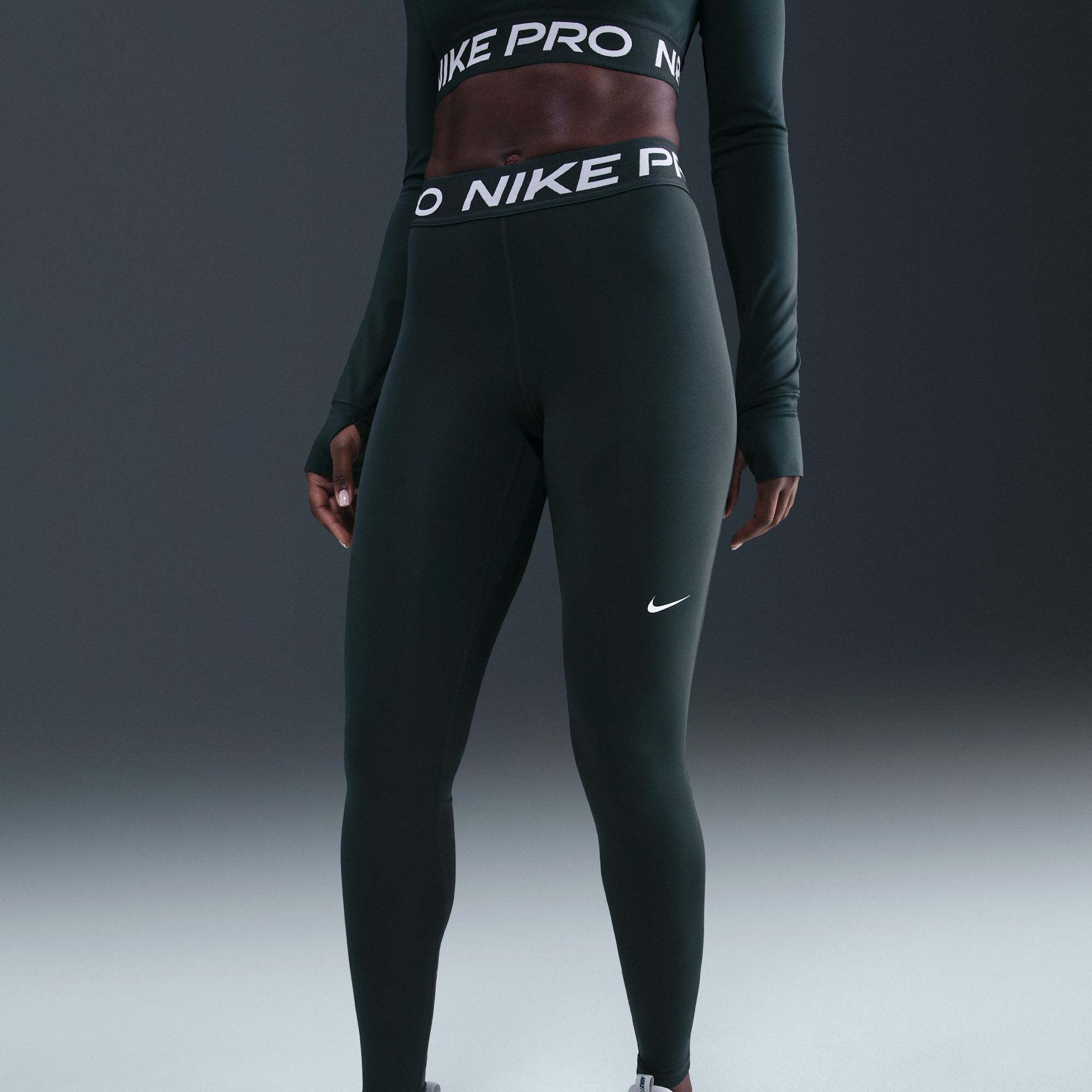 Nike Women's Pro Mid-Rise Mesh-Paneled Leggings product image