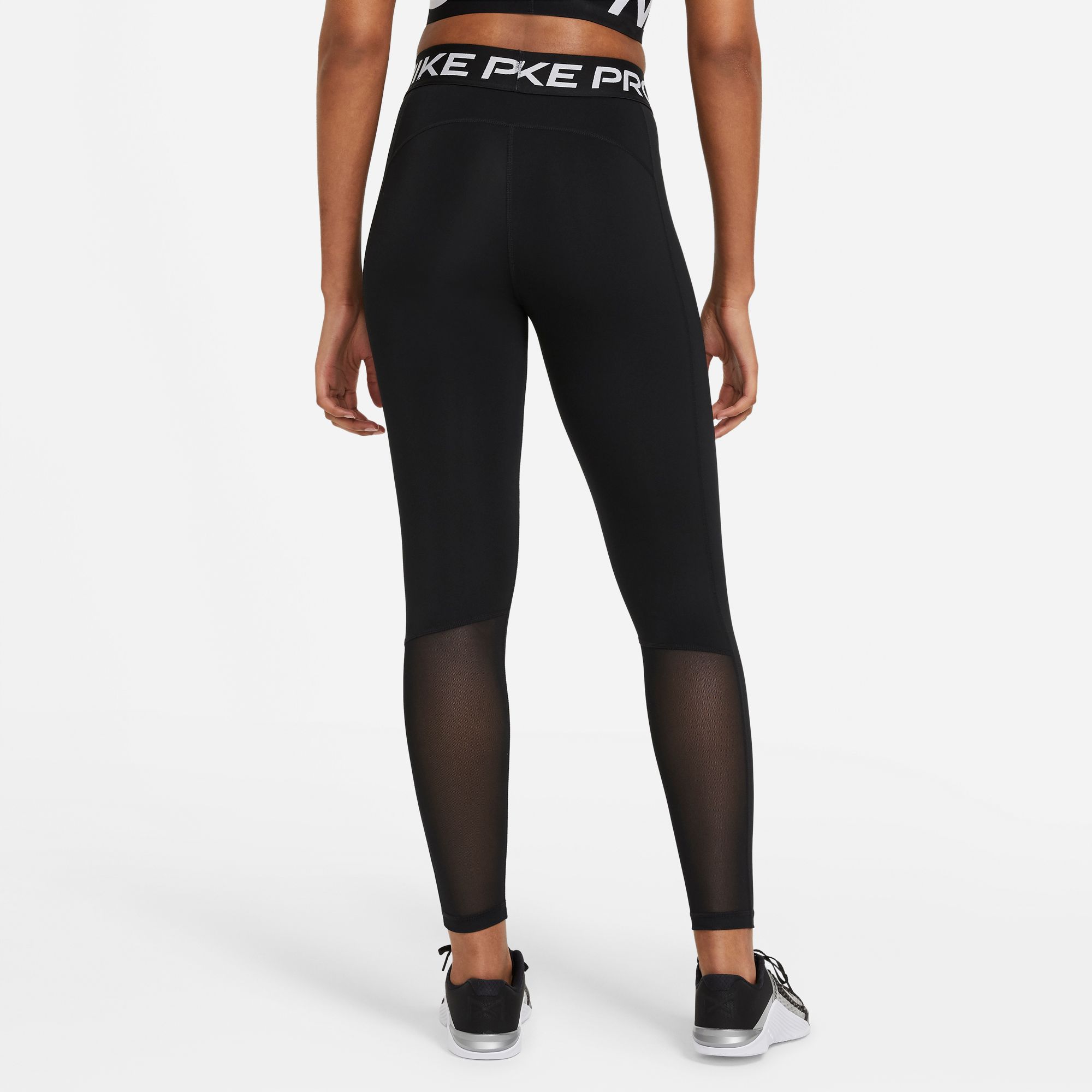 Nike Pro Women's Mid-Rise Mesh-Paneled Leggings.