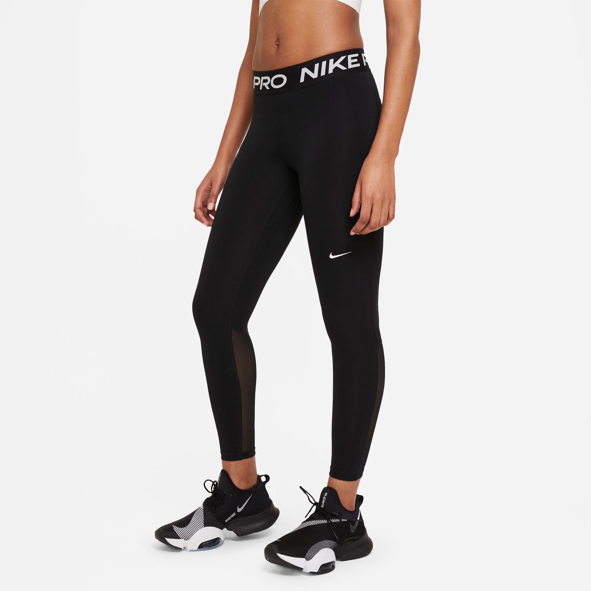 Nike Women's Pro Mid-Rise Mesh-Paneled Leggings product image