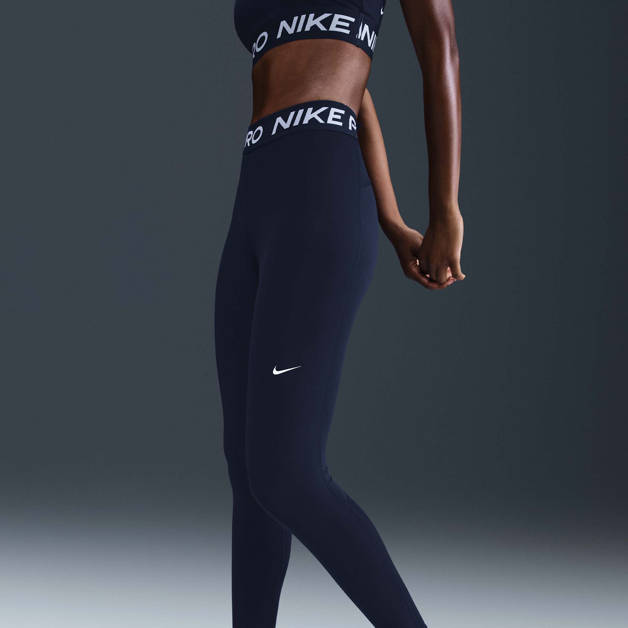 Nike Women's Pro Mid-Rise Mesh-Paneled Leggings product image