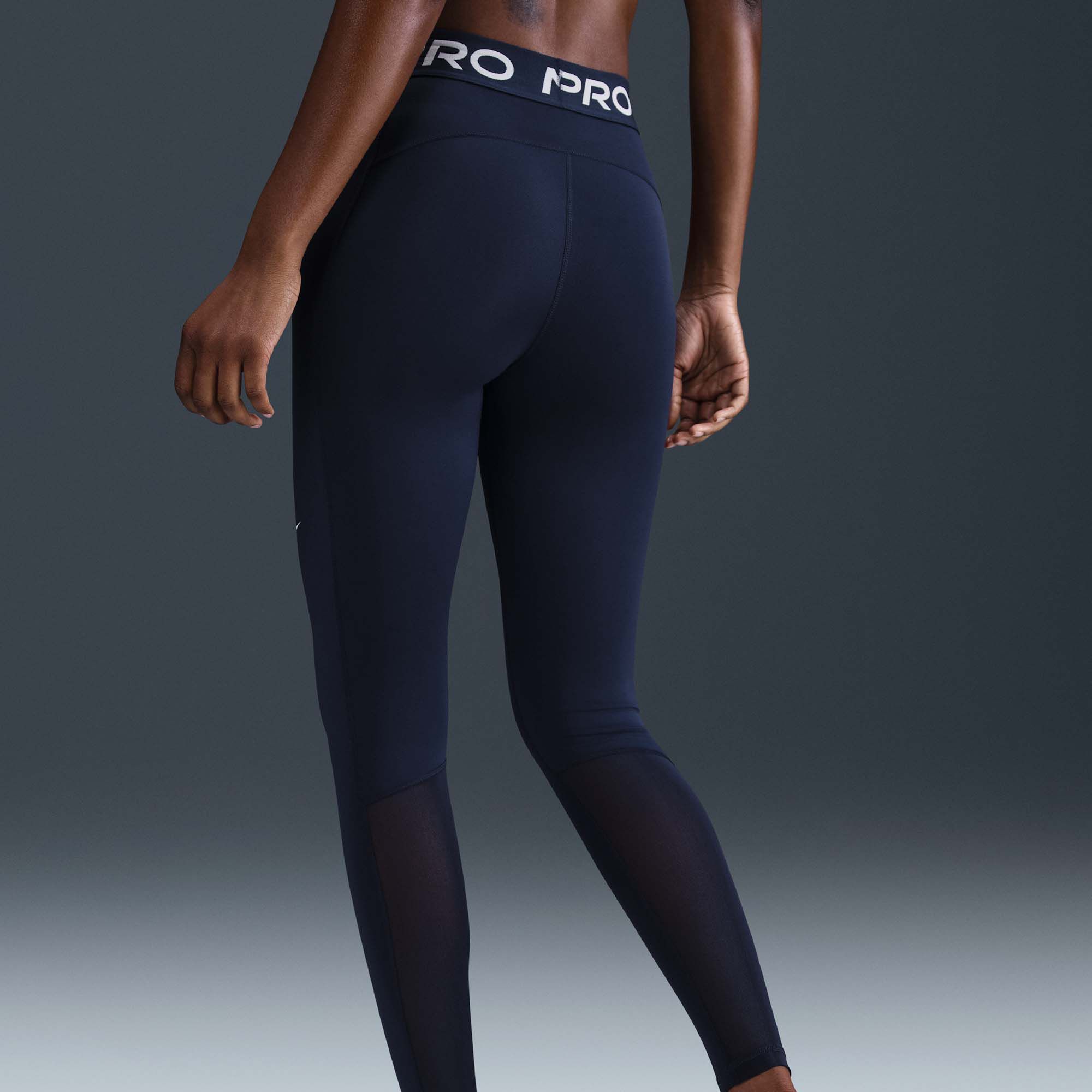 Nike Women's Pro Mid-Rise Mesh-Paneled Leggings product image
