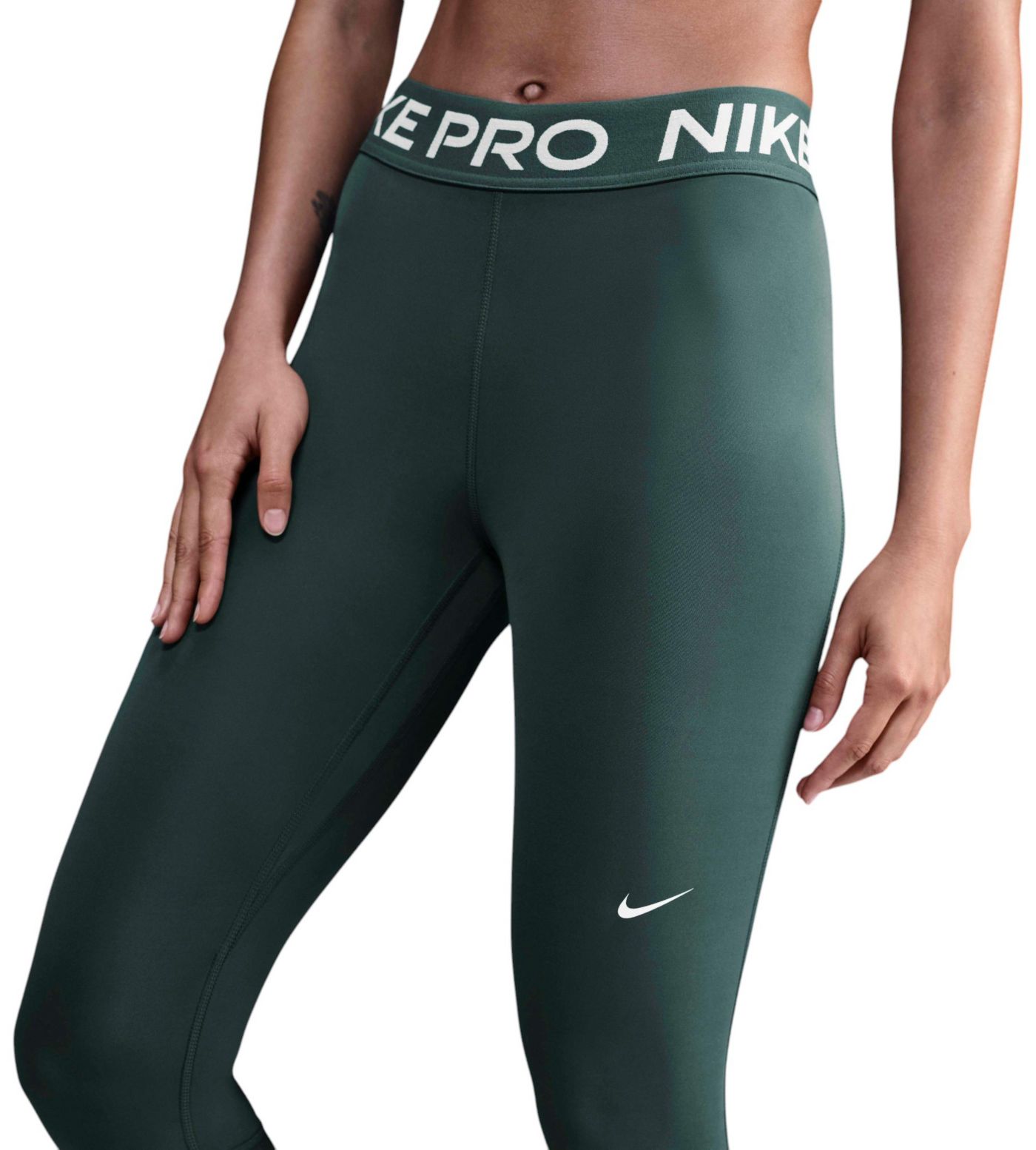 Nike Pro Women s 365 Mid Rise Cropped Mesh Panel Leggings Dick s Sporting Goods