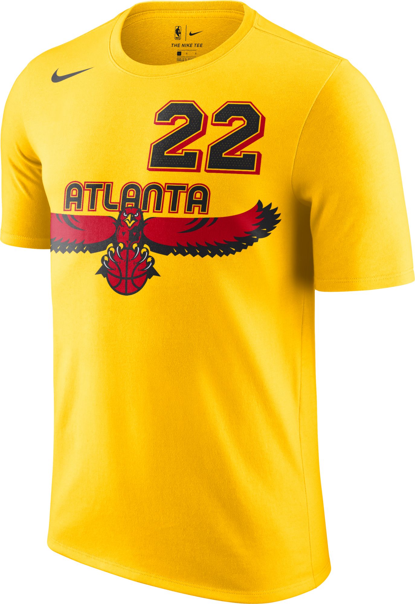 Nike Men's 2021-22 City Edition Atlanta Hawks Cam Reddish #22 Yellow Cotton T-Shirt product image