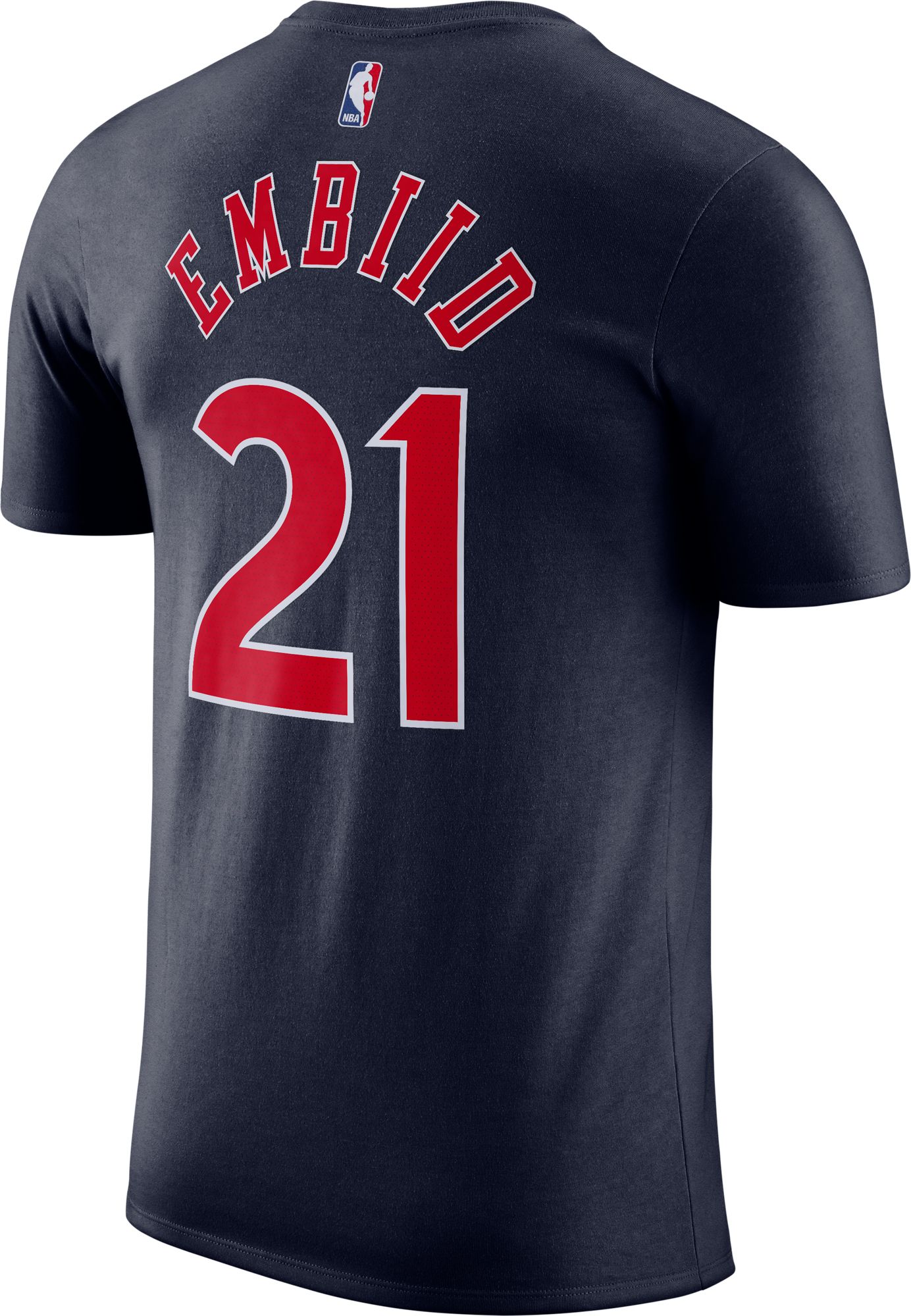 Nike Men's 2021-22 City Edition Philadelphia 76ers Joel Embiid #21 Blue Cotton T-Shirt product image