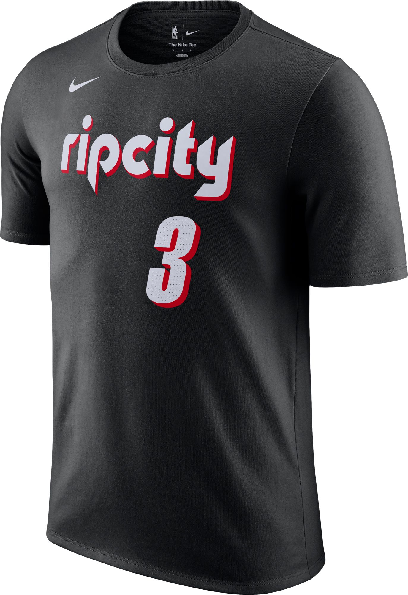 Nike Men's 2021-22 City Edition Portland Trail Blazers CJ McCollum #3 Black Cotton T-Shirt product image