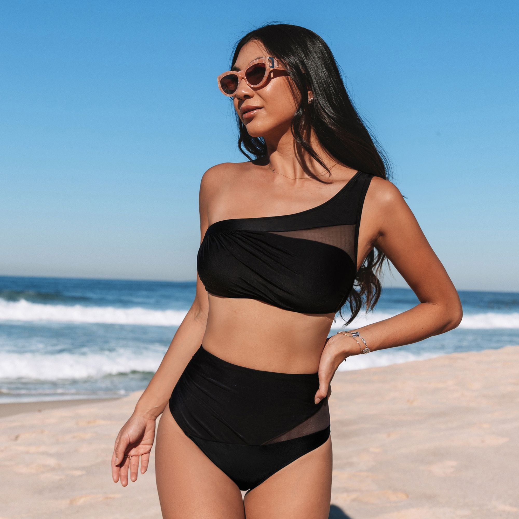 Cupshe Women's One-Shoulder Cutout Bikini Set product image