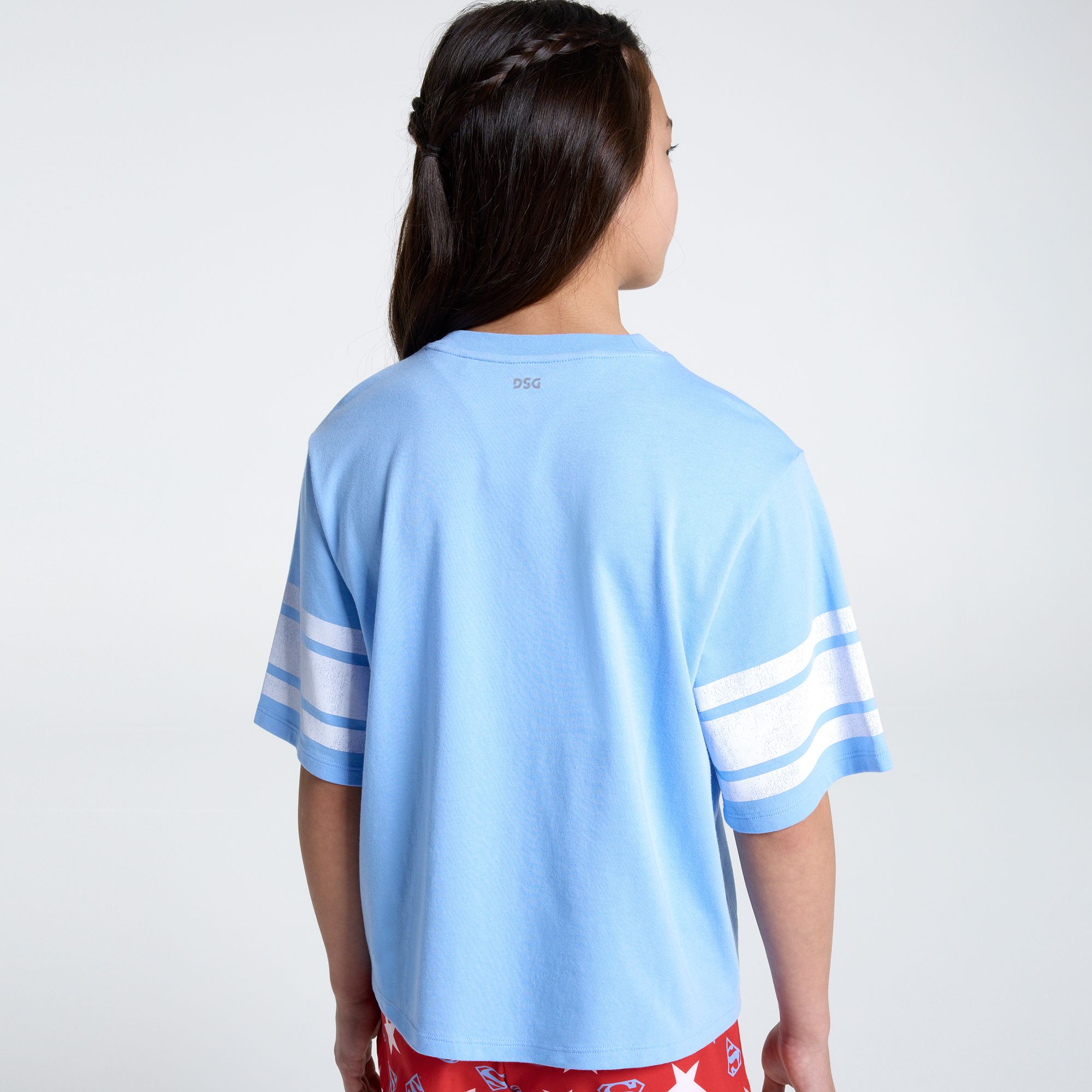 DC x DSG Girls' Supergirl Metropolis Blue Washed Graphic T-Shirt product image