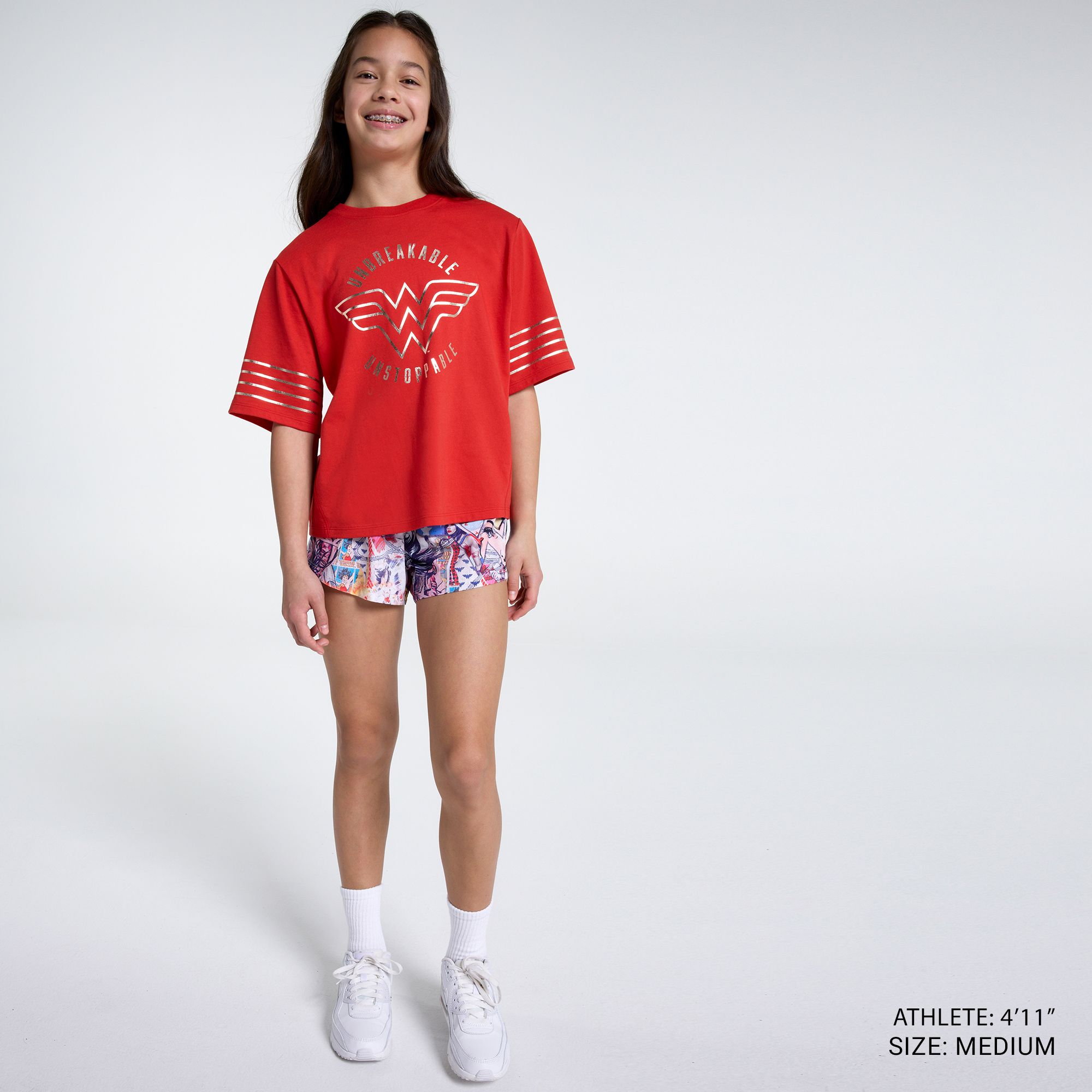 DC x DSG Girls' Wonder Woman Unbreakable Red Washed Graphic T-Shirt product image