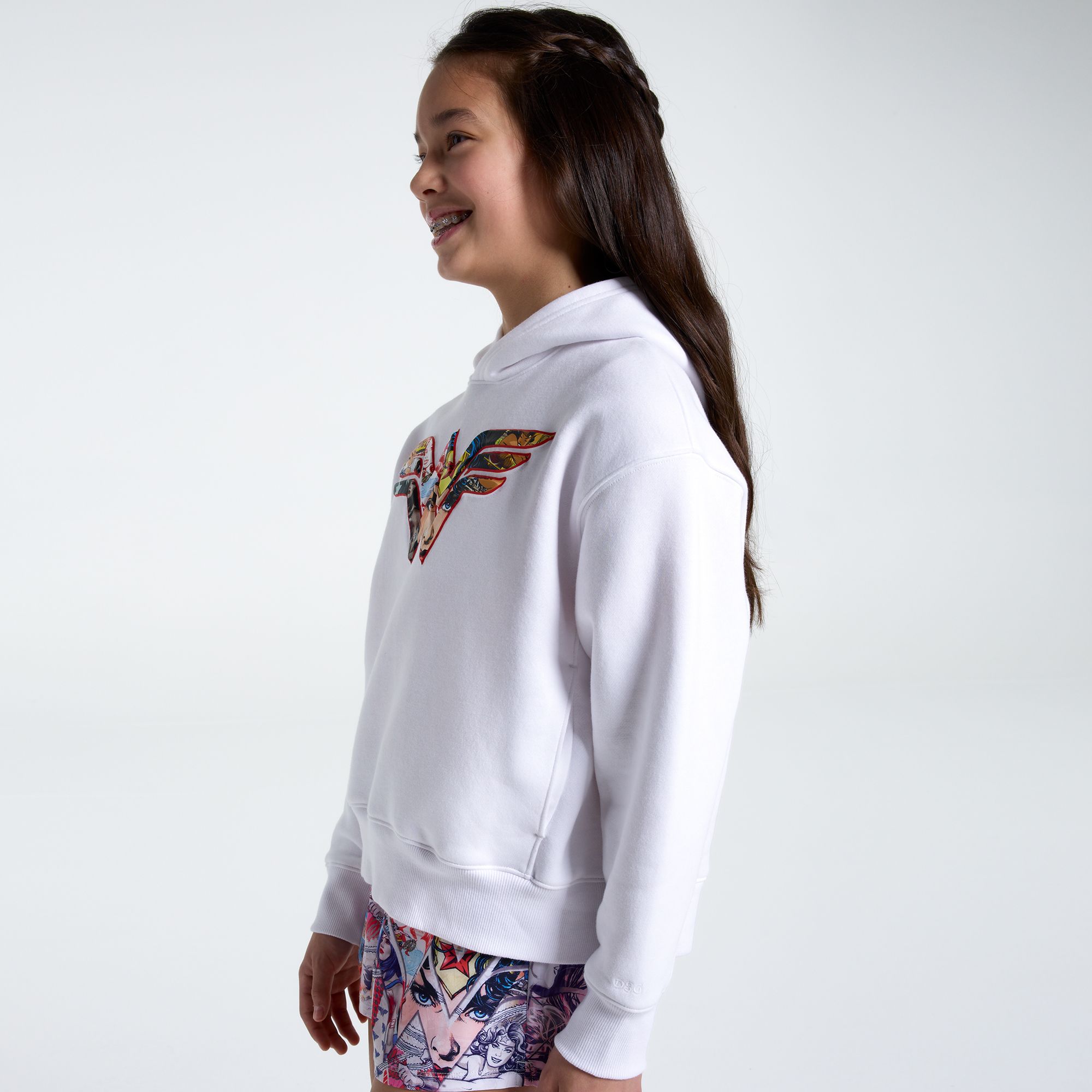 DC x DSG Girls' Wonder Woman White Classic Fleece Hoodie product image
