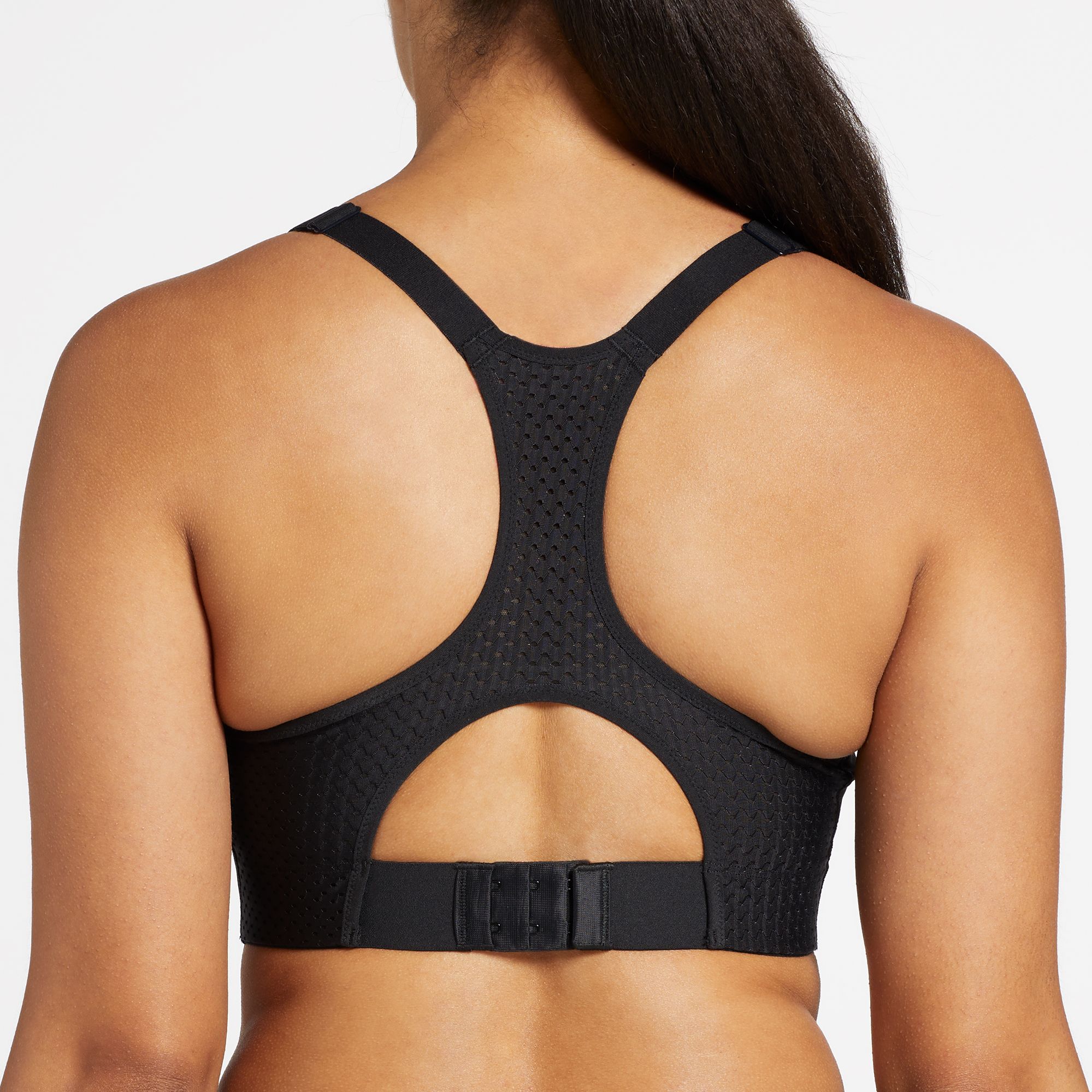 High Support Zip-Up Fitness Bra - Black