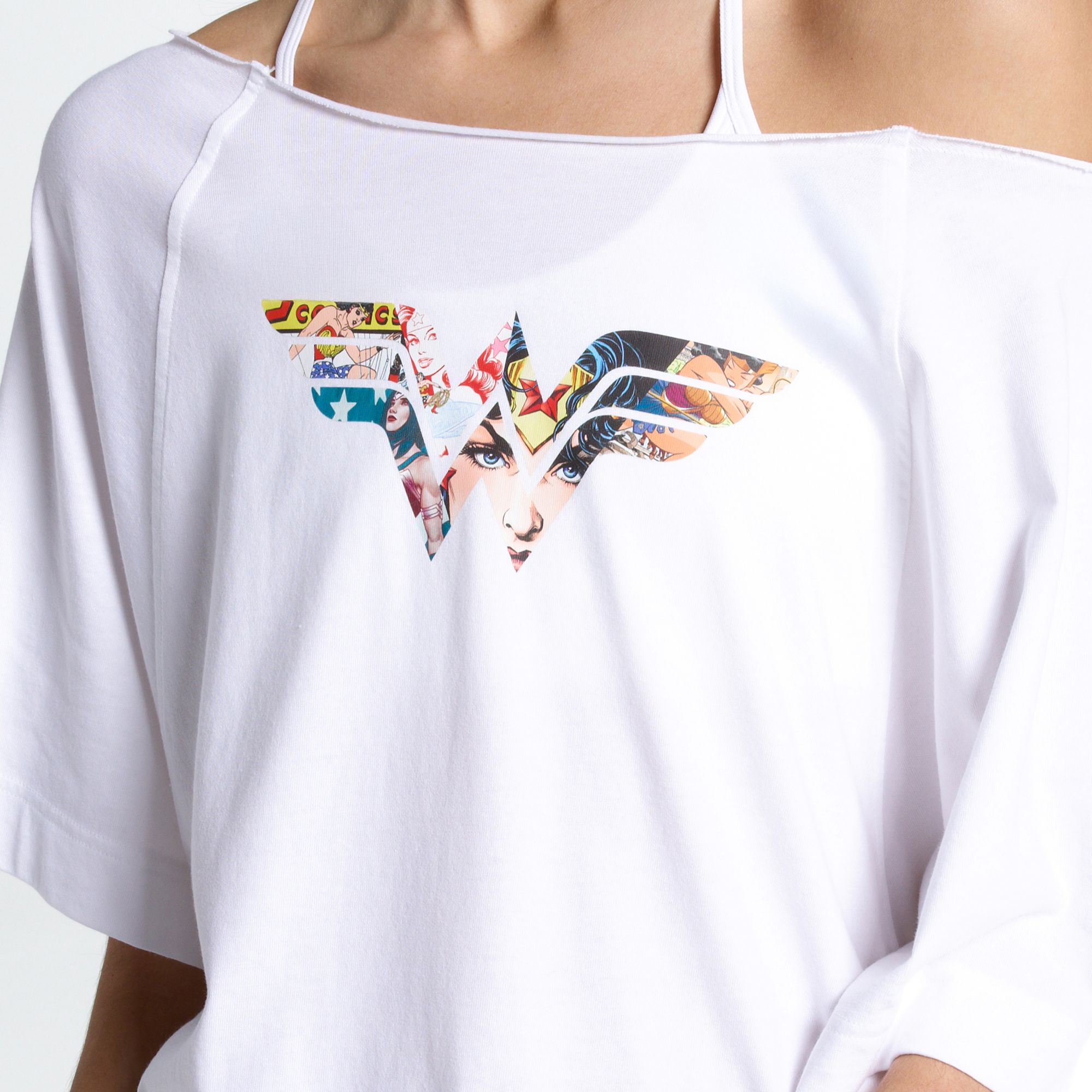 DC x DSG Women's Wonder Woman Collage Off Shoulder T-Shirt product image