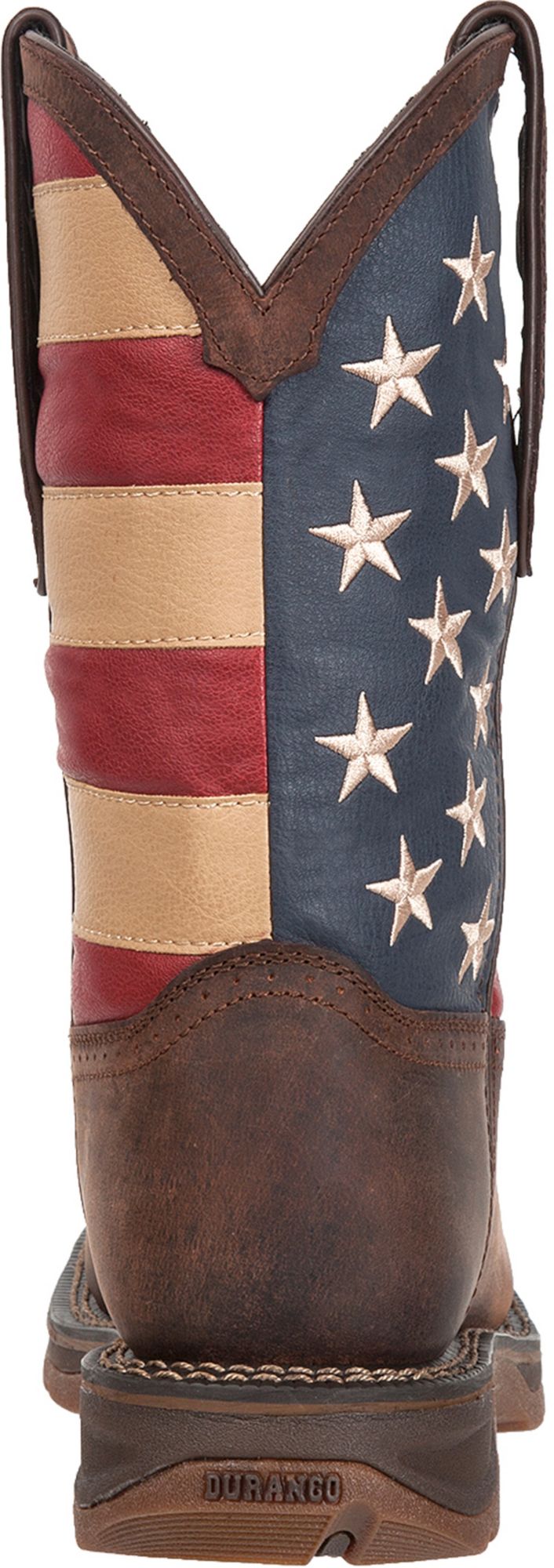 work boots with american flag tag