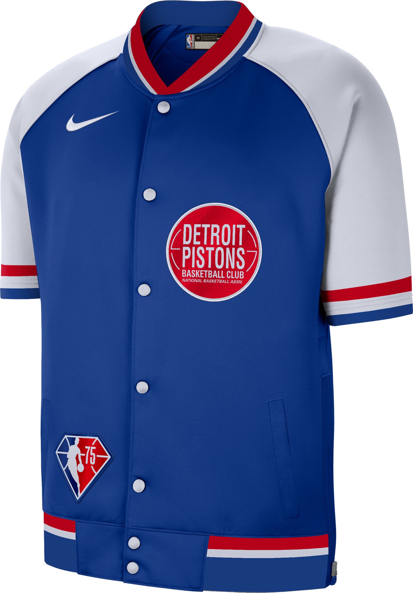 Nike Men's 2021-22 City Edition Detroit Pistons Blue Full Showtime Full Zip Short Sleeve Jacket product image