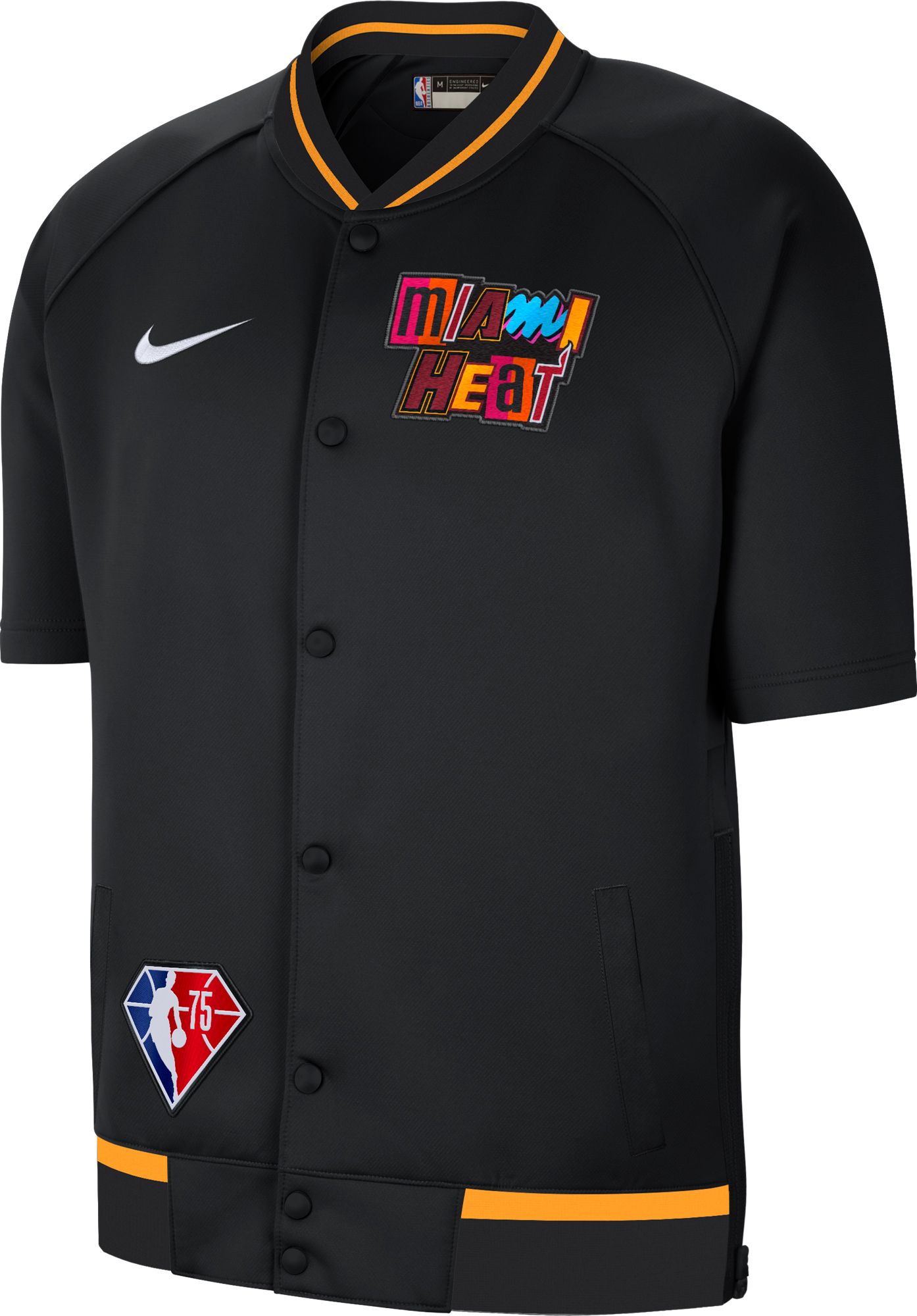 Nike Men's 2021-22 City Edition Miami Heat Black Full Showtime Full Zip Short Sleeve Jacket product image