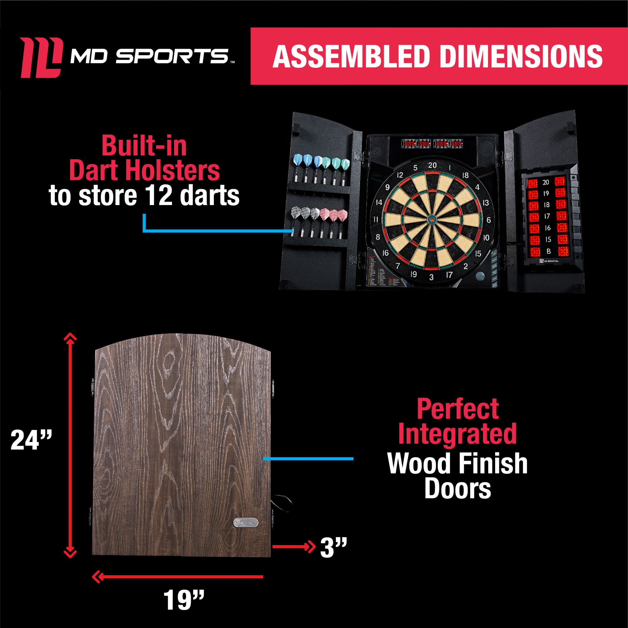 Medal Sports Bristletech Electronic Dartboard Cabinet product image