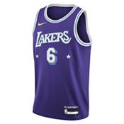 Men's Nike LeBron James Purple Los Angeles Lakers Player Name & Number  Performance T-Shirt