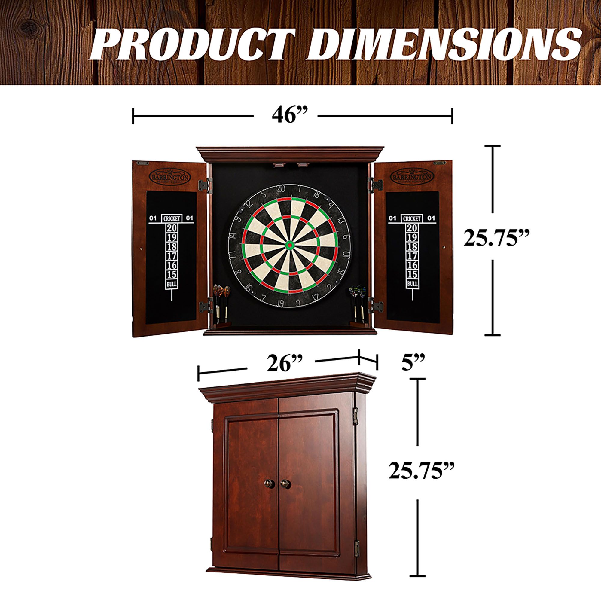 Barrington Chatham Bristle Dartboard and Cabinet Set with Darts product image