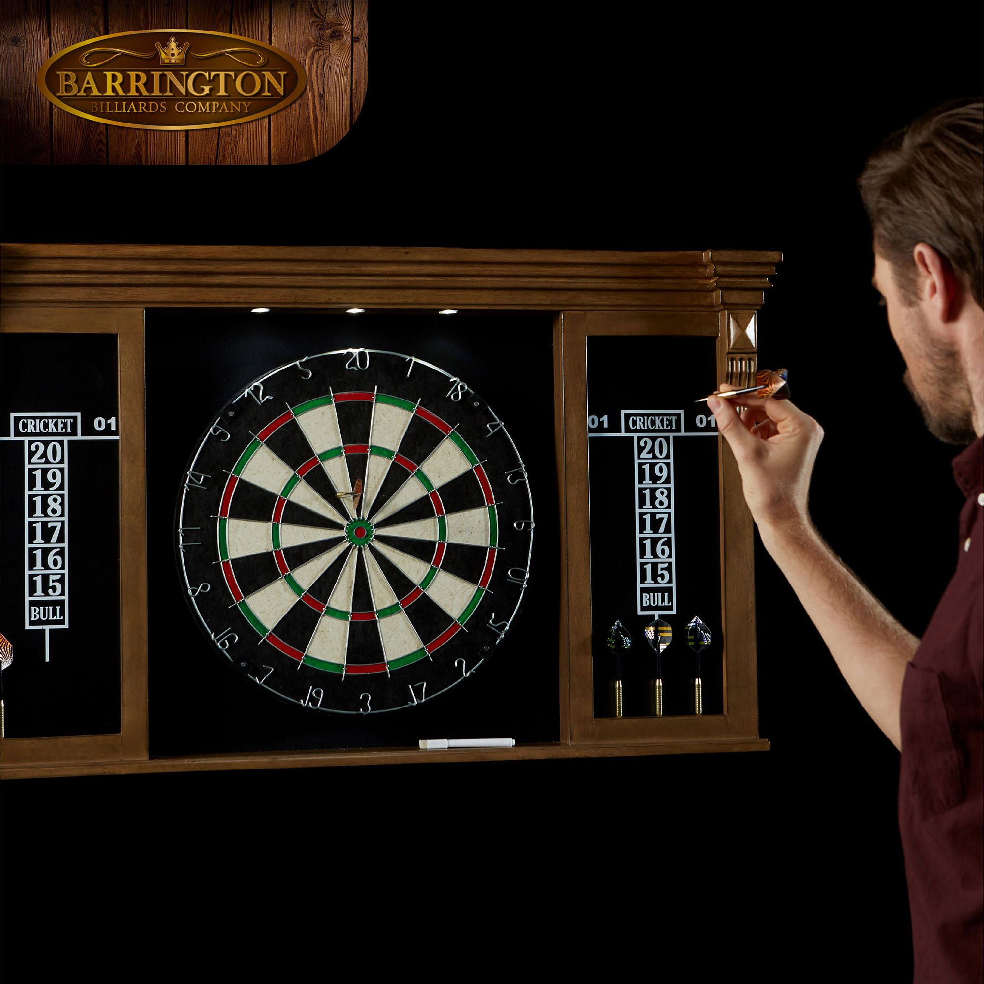 Barrington Woodhaven Premium Bristle Dartboard and Cabinet Set with Darts product image