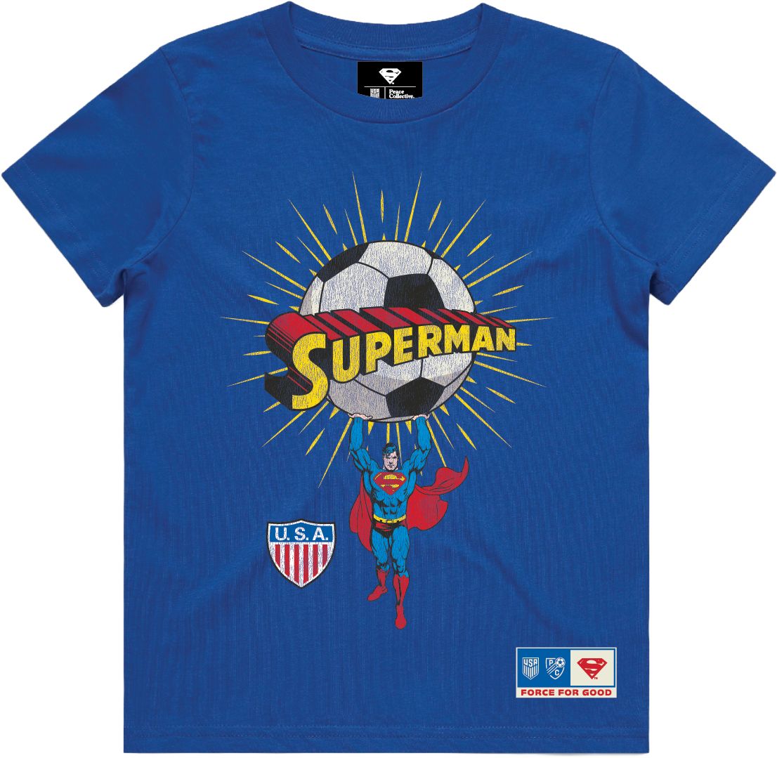 Peace Collective Youth U.S. Soccer | DC Worlds Collide Superman Globe T-Shirt product image