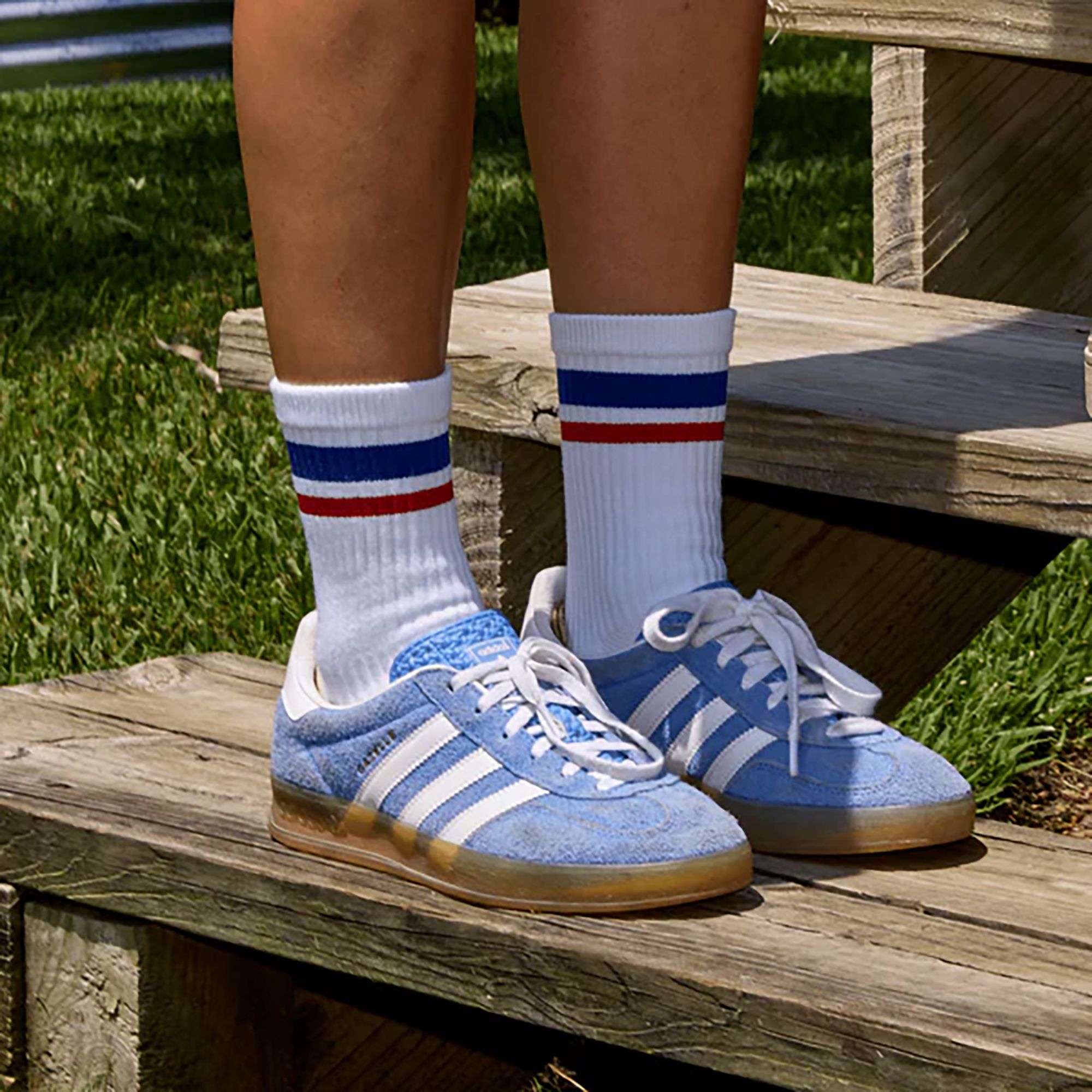 Del Campo Golf Blue And Red Stripe Crew Golf Sock product image