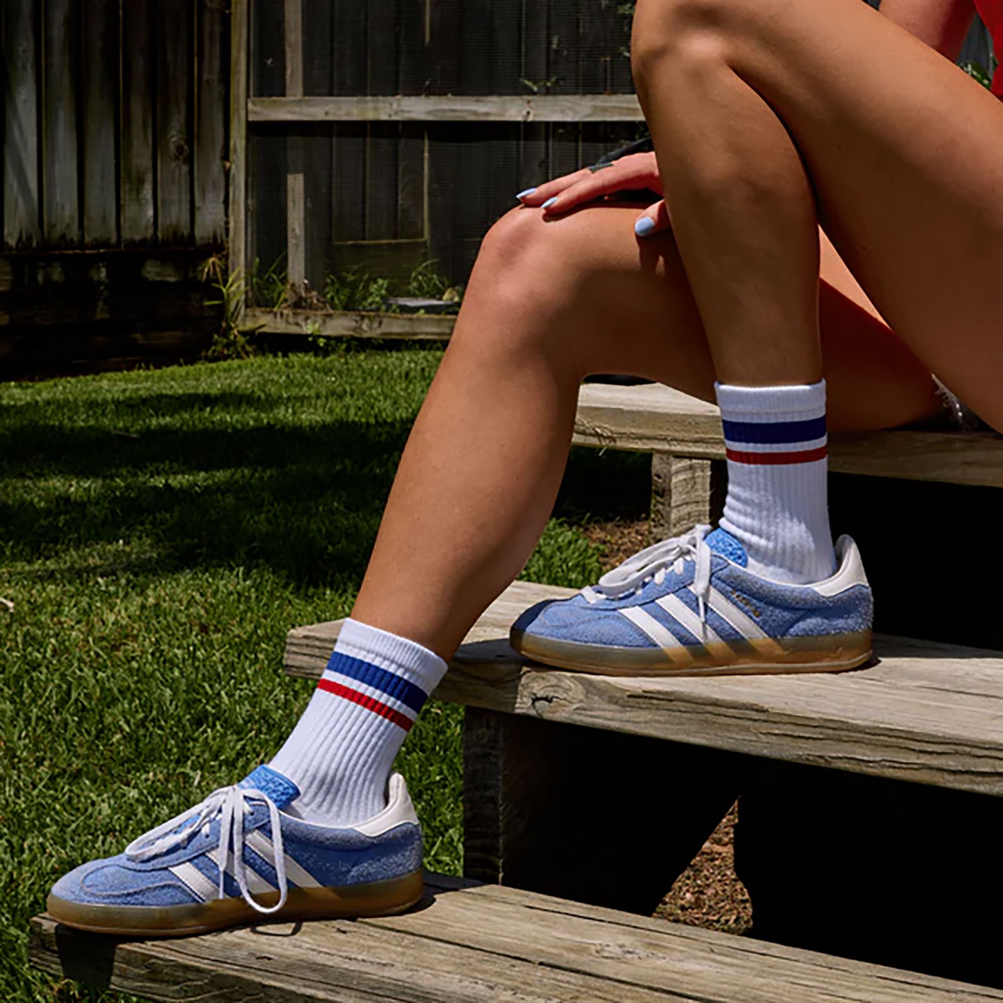 Del Campo Golf Blue And Red Stripe Crew Golf Sock product image