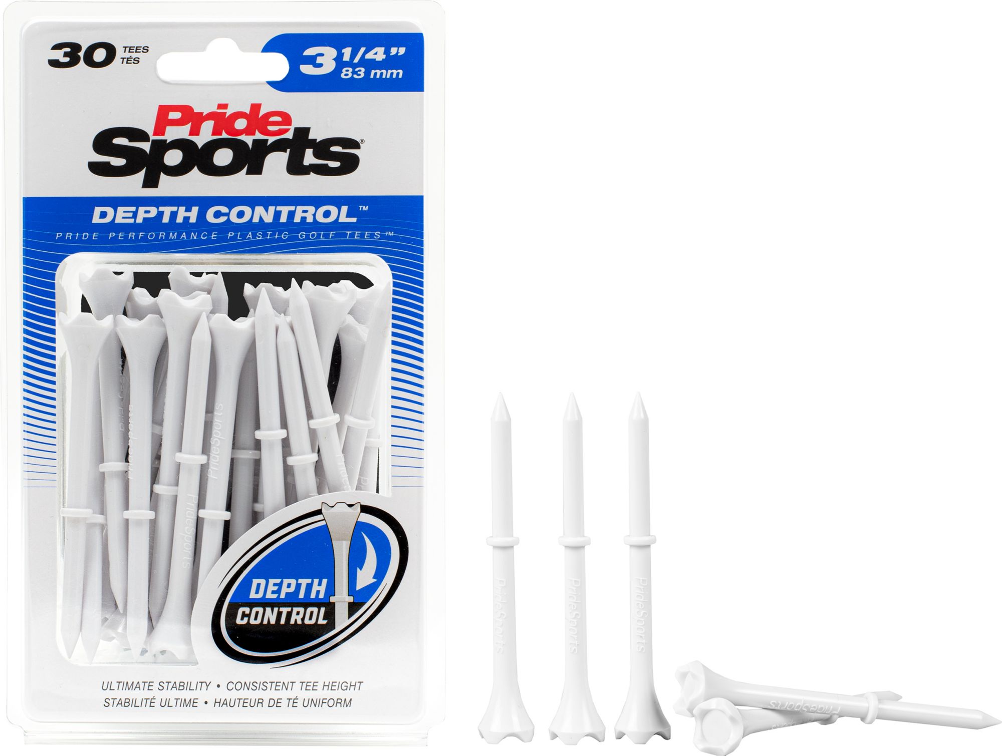 Pride Performance Depth Control Plastic 3.25" Golf Tees - 30 Pack product image