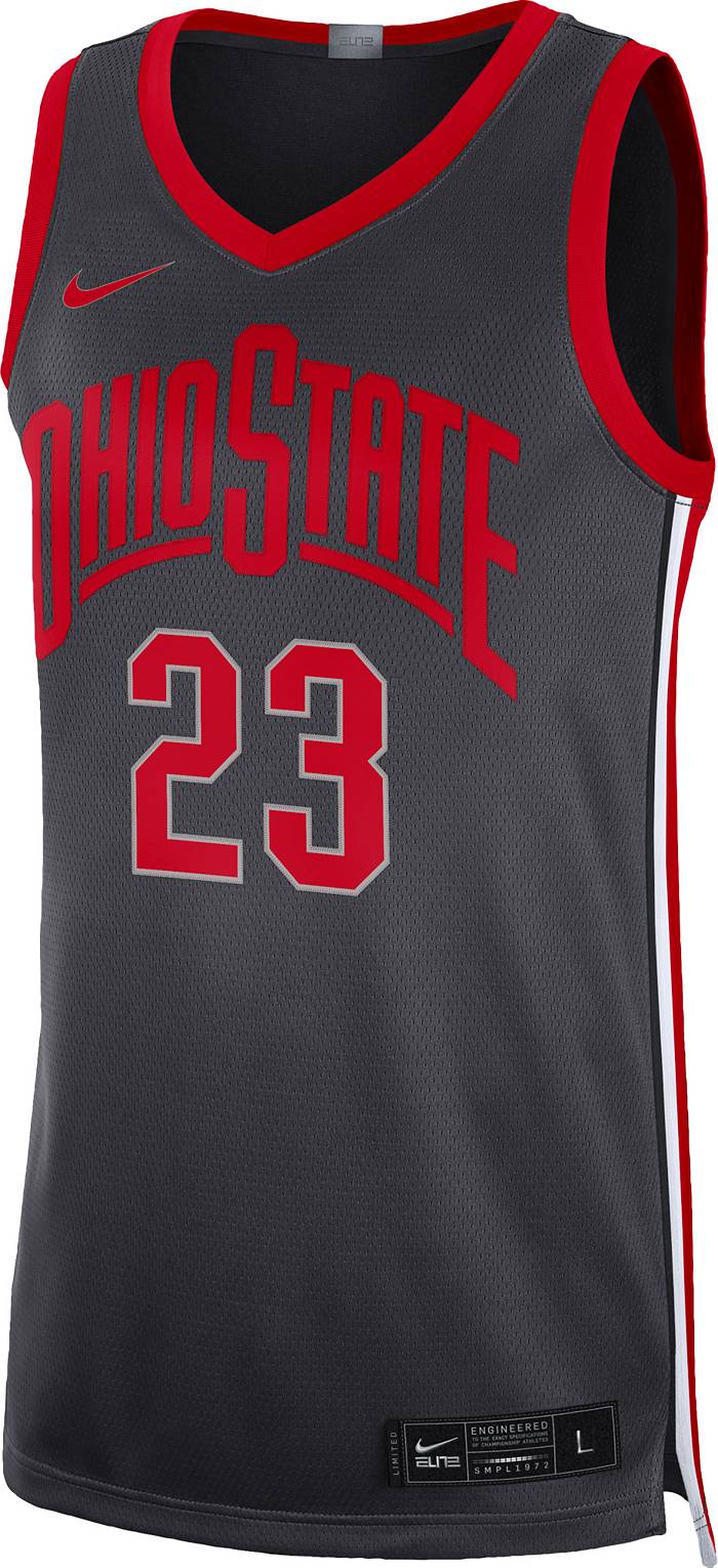 Men's Nike LeBron James Charcoal Ohio State Buckeyes Limited Basketball  Jersey
