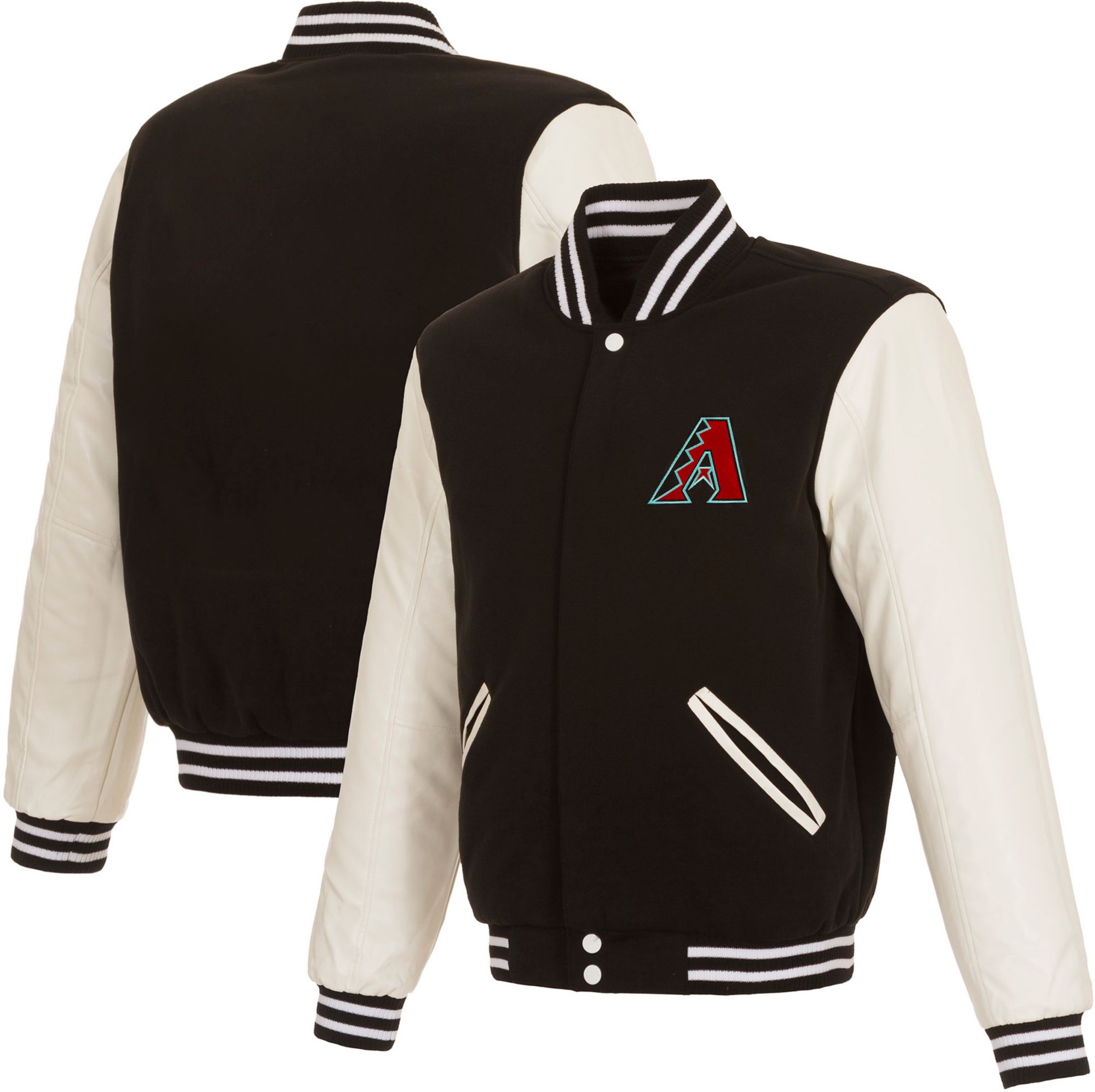 JH Design Men's Arizona Diamondbacks Black Reversible Varsity Jacket product image