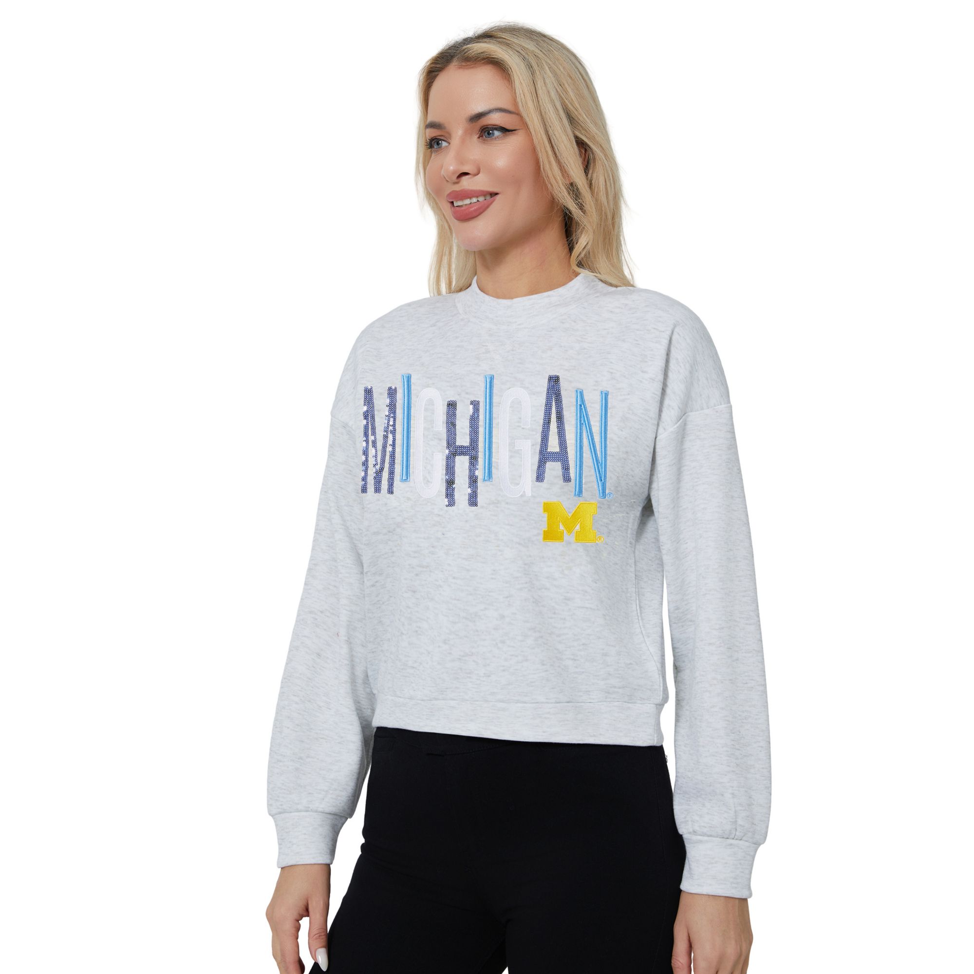 Concepts Sport Women's Michigan Wolverines Gray Lilian Pullover Sweatshirt product image