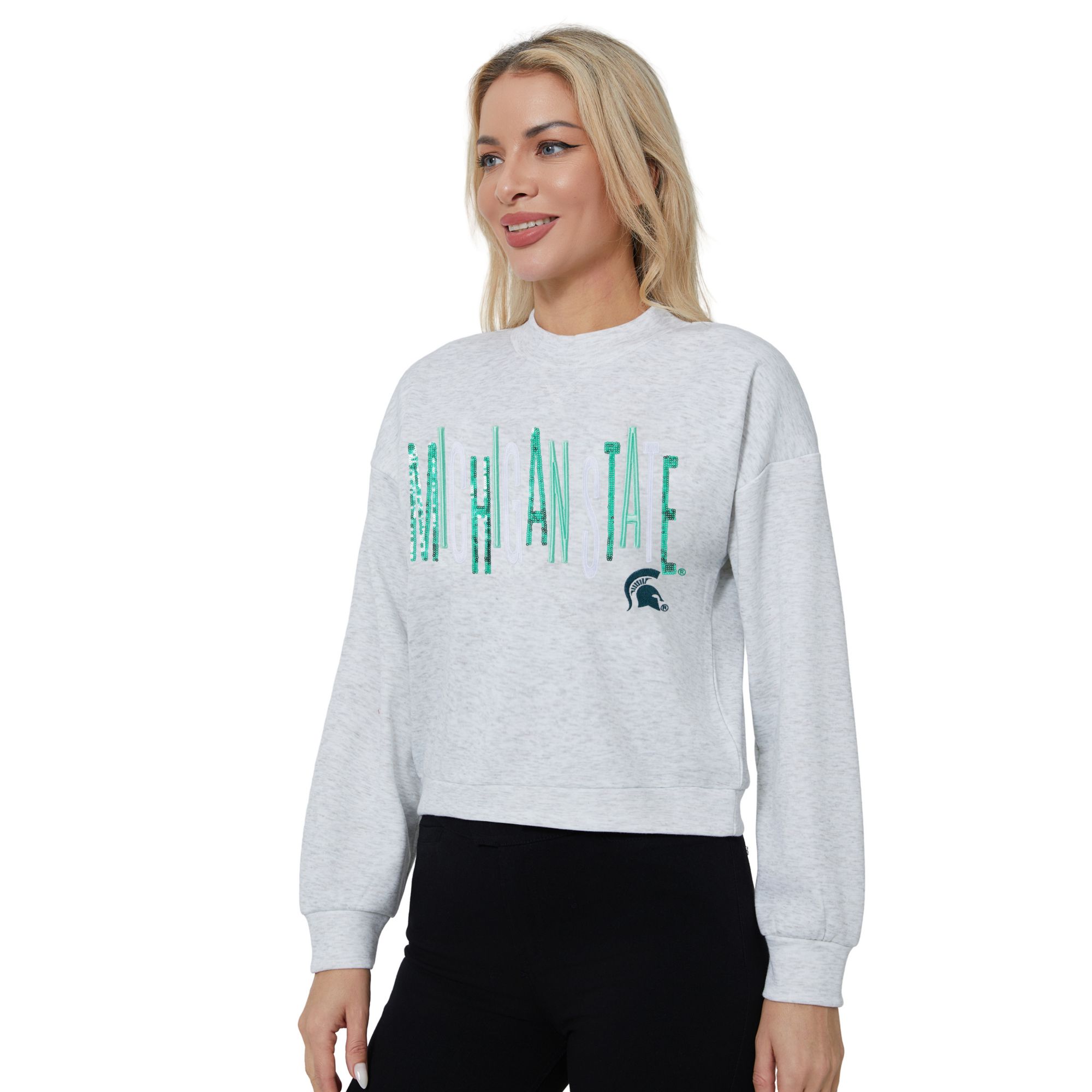 Concepts Sport Women's Michigan State Spartans Gray Lilian Pullover Sweatshirt product image