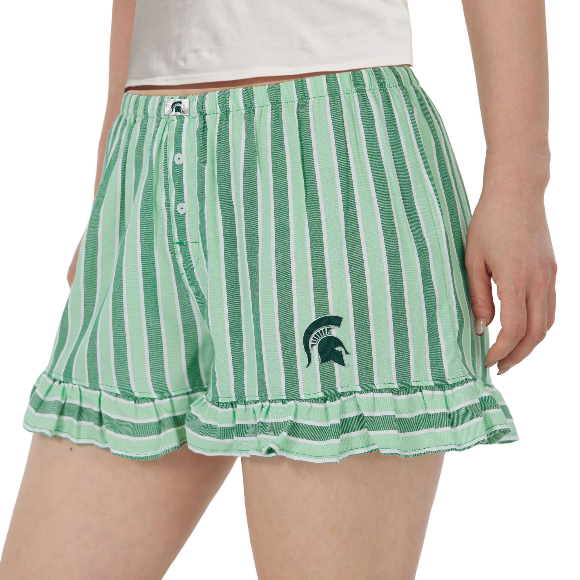 Concepts Sport Women's Michigan State Spartans Green Striped Pajama Shorts product image