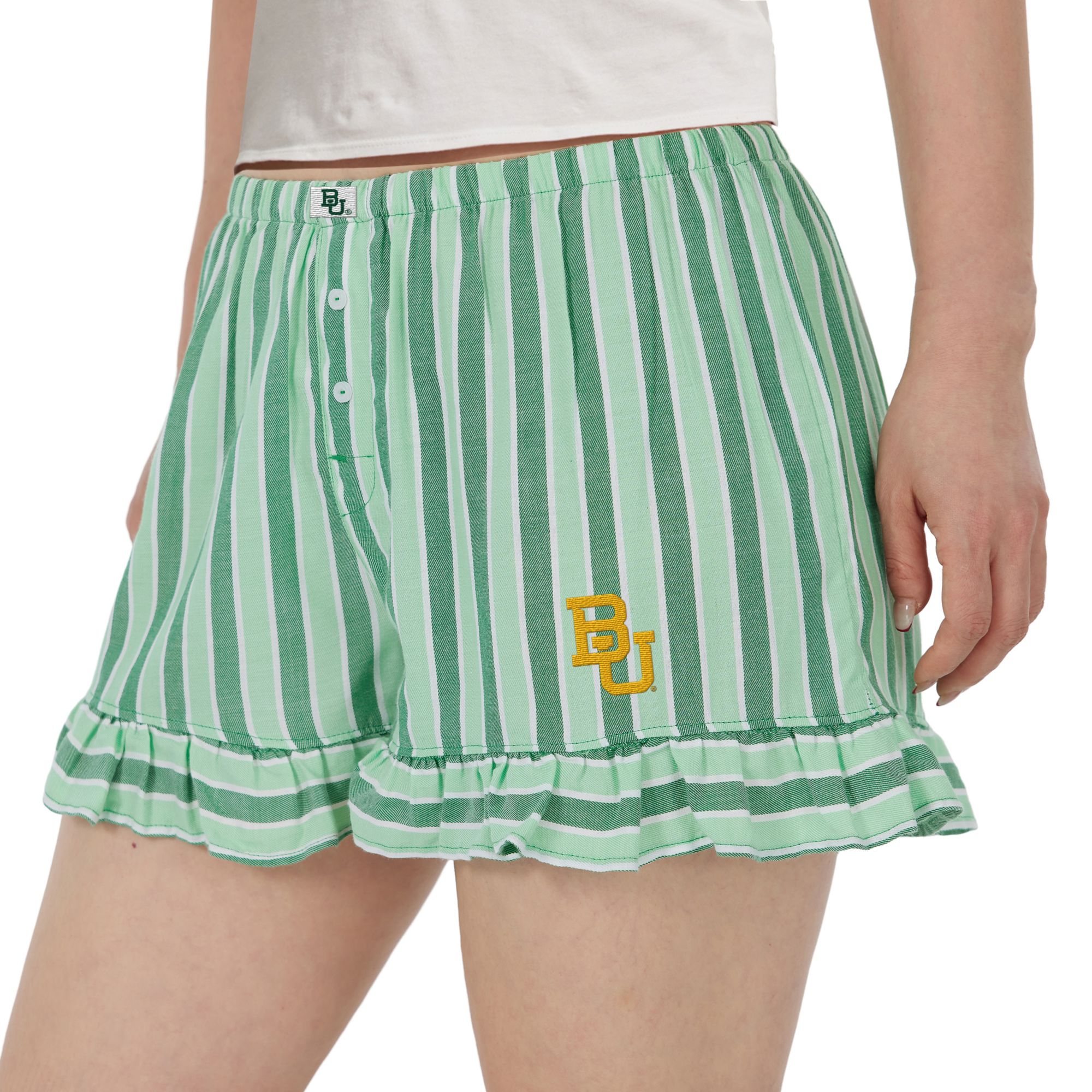 Concepts Sport Women's Baylor Bears Green Striped Pajama Shorts product image