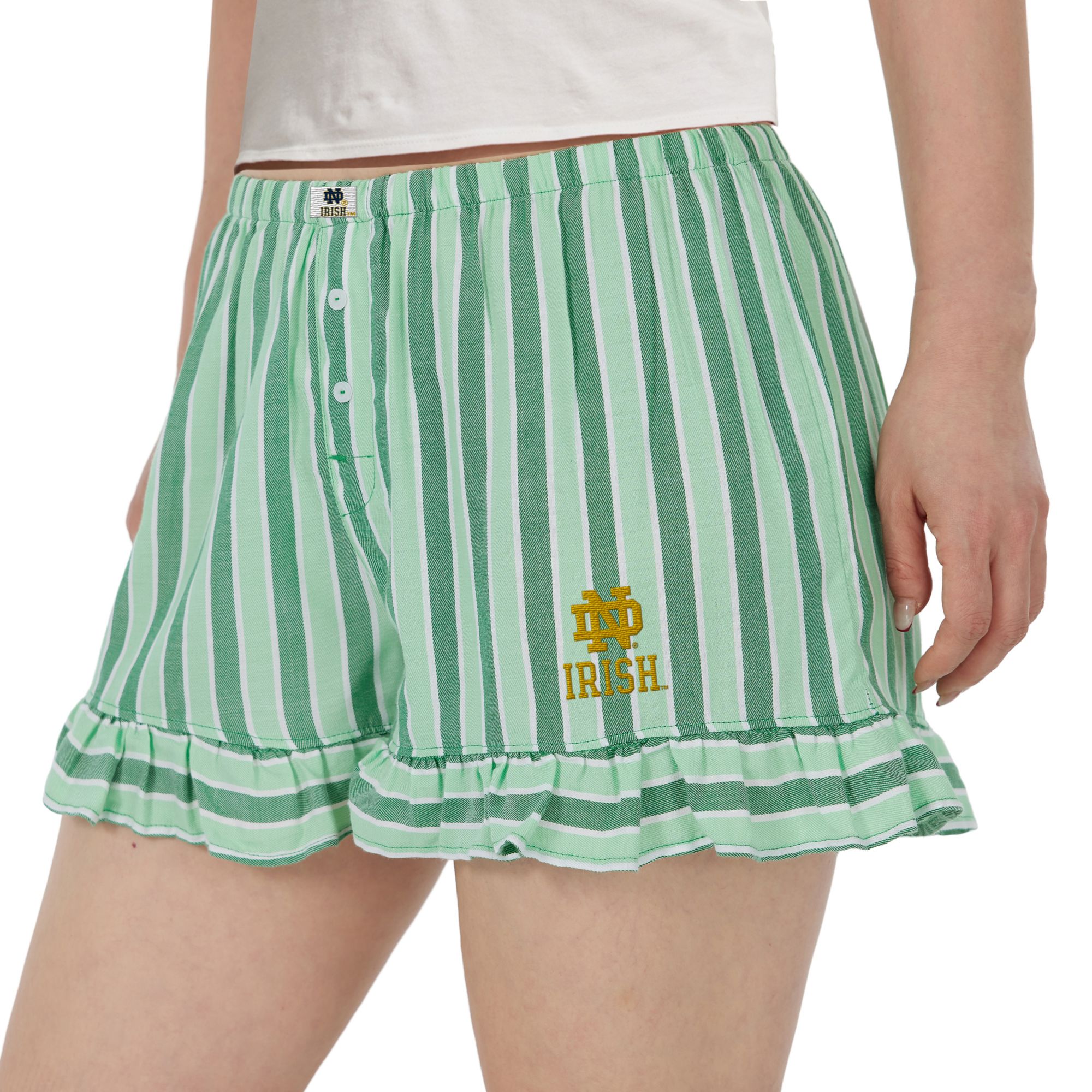 Concepts Sport Women's Notre Dame Fighting Irish Green Striped Pajama Shorts product image