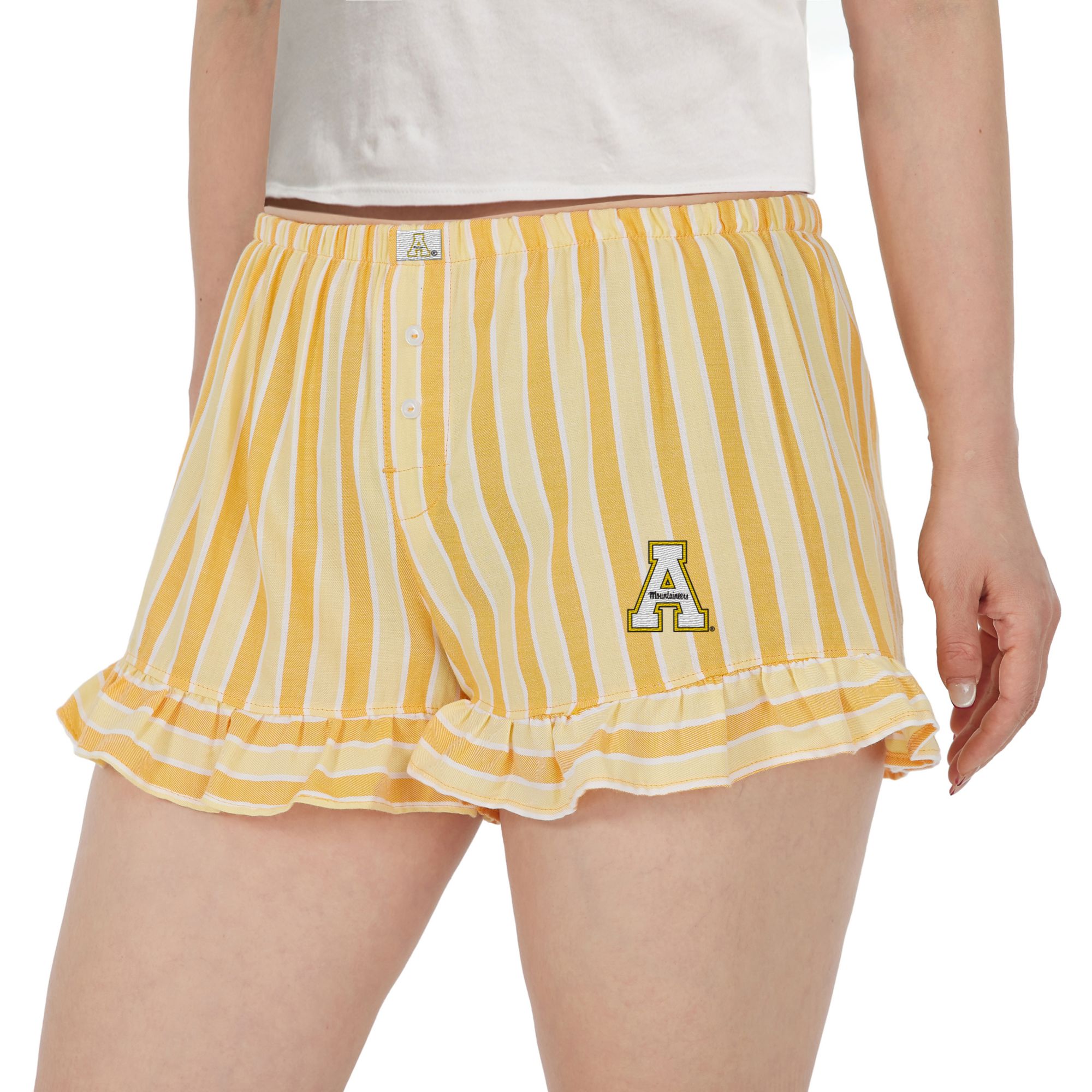 Concepts Sport Women's Appalachian State Mountaineers Yellow Striped Pajama Shorts product image