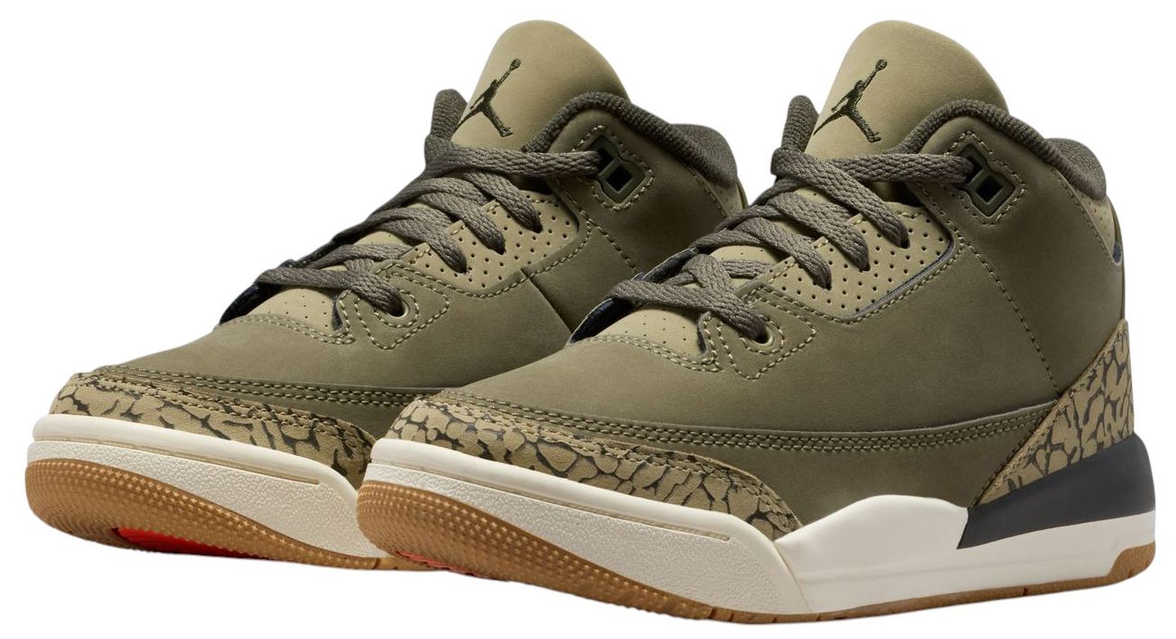 Air Jordan Kids' Preschool 3 Retro 'Medium Olive' Basketball Shoes product image