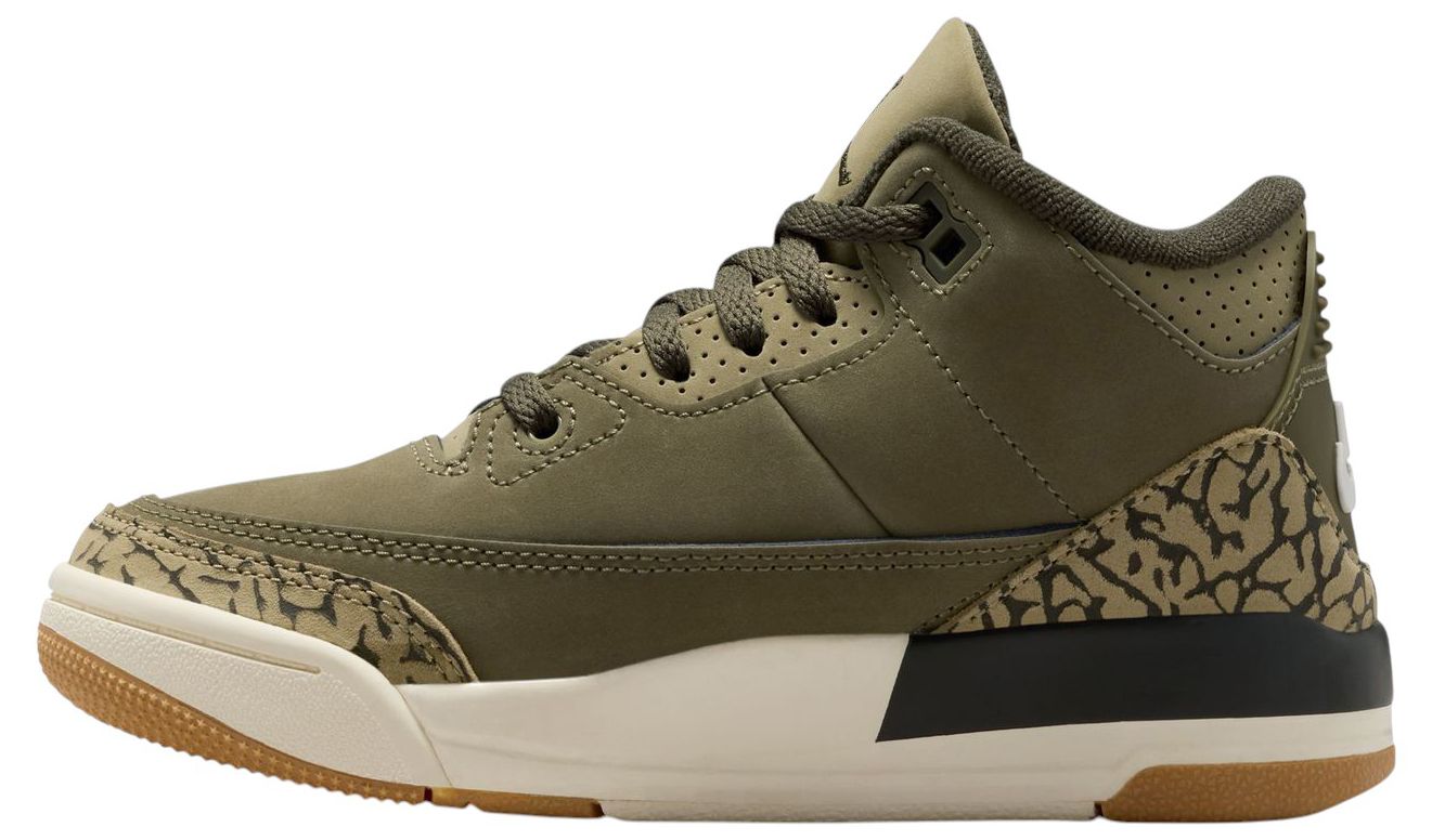 Air Jordan Kids' Preschool 3 Retro 'Medium Olive' Basketball Shoes product image